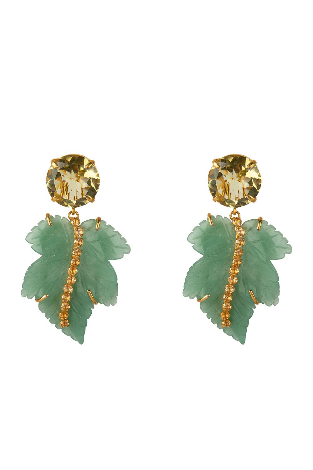 BOUNKIT JEWELRY-Leaf Drop Earrings-GREEN