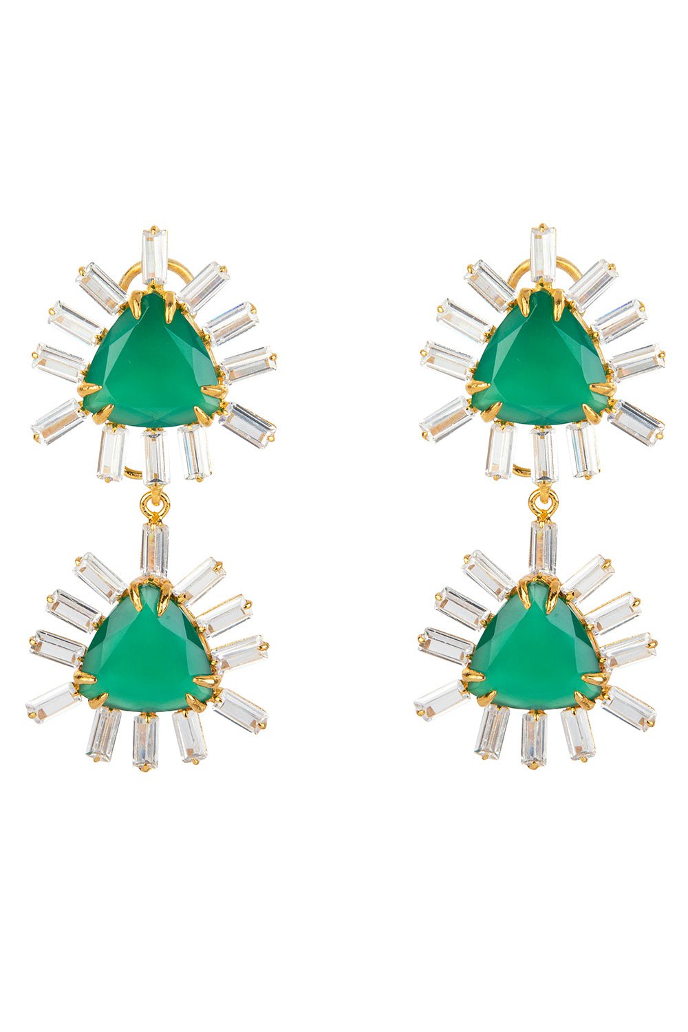 BOUNKIT JEWELRY-Onyx Baguette Earrings-GREEN
