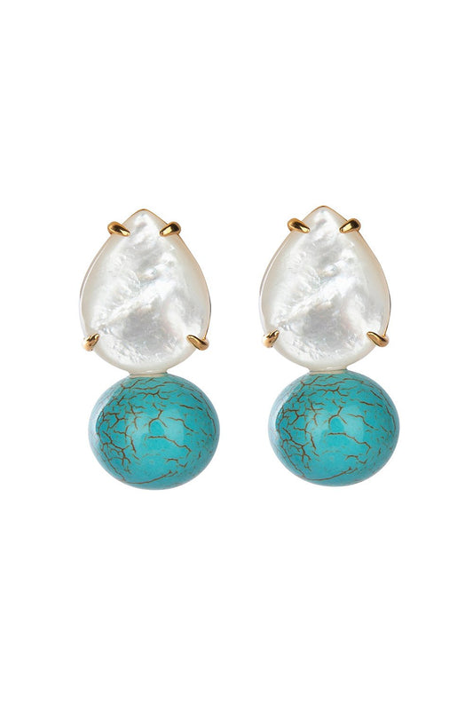 BOUNKIT JEWELRY-Pearl Turquoise Earrings-GREEN