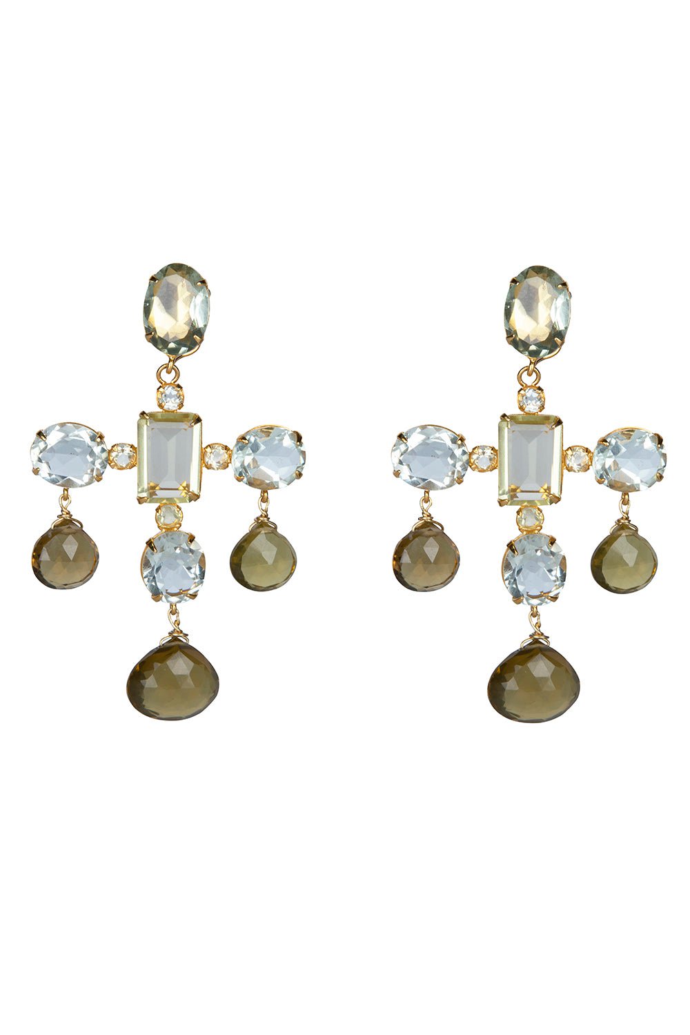 BOUNKIT JEWELRY-Quartz Chandelier Earrings-GREEN