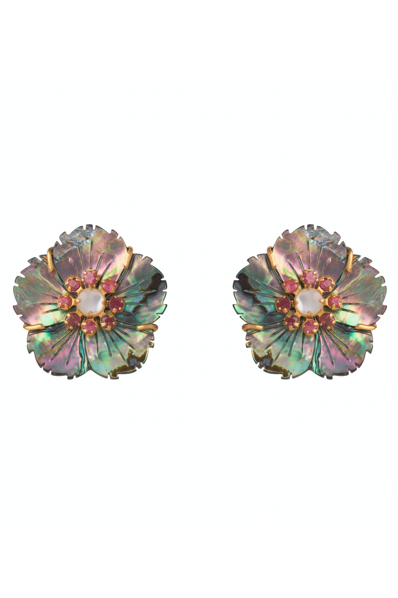 BOUNKIT JEWELRY-Grey Pearl Flower Earrings-GREY