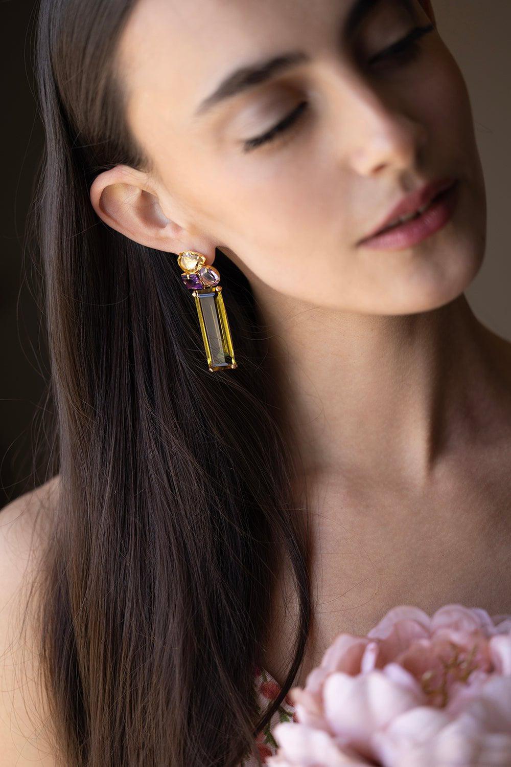 BOUNKIT JEWELRY-Lemon Quartz Amethyst Earrings-LEMON