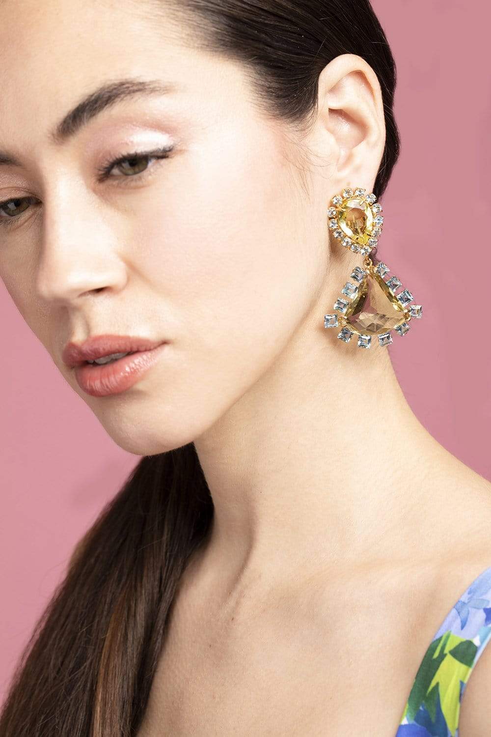 BOUNKIT JEWELRY-Lemon Quartz & Blue Topaz Earrings-LEMON