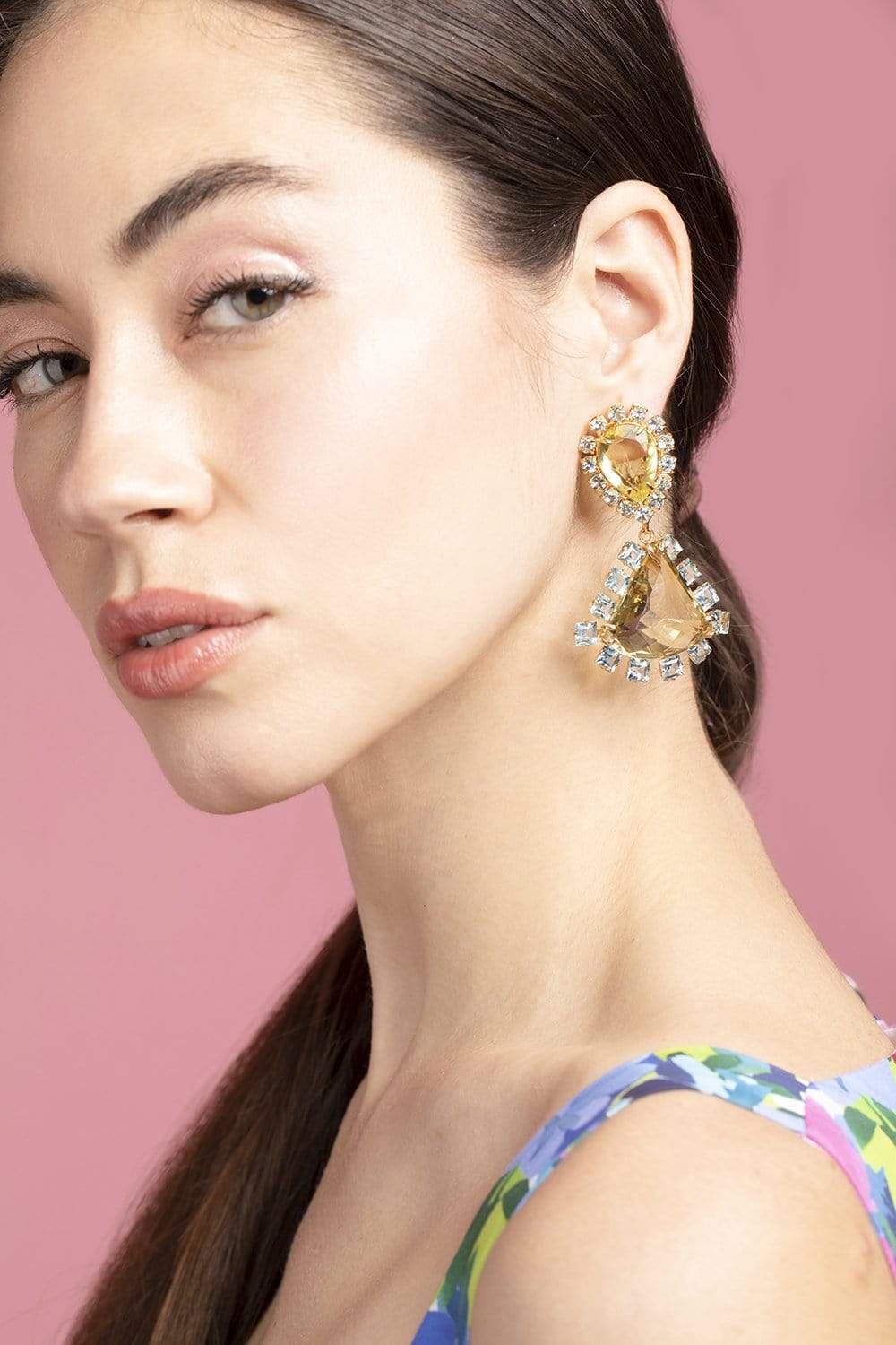 BOUNKIT JEWELRY-Lemon Quartz & Blue Topaz Earrings-LEMON