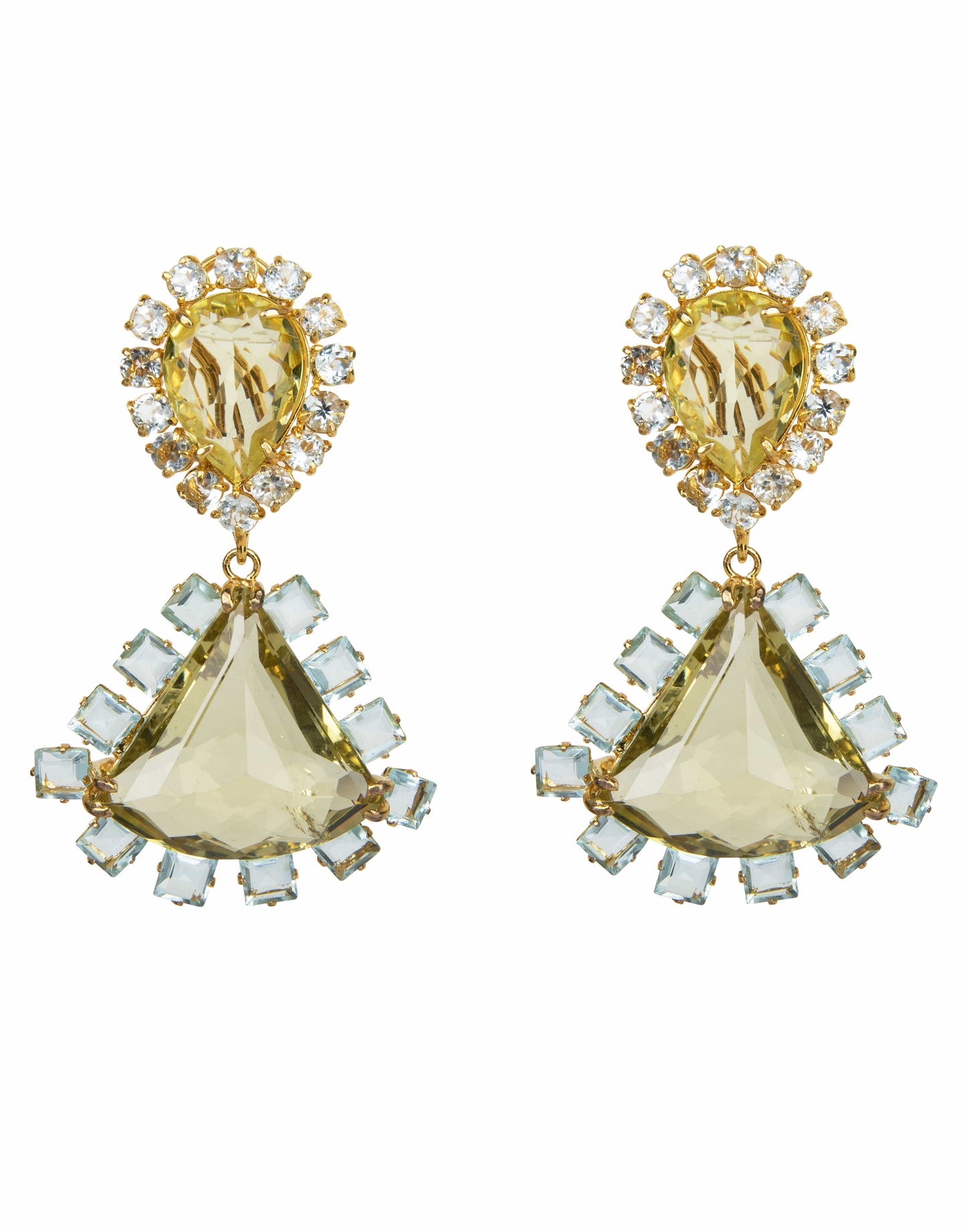 BOUNKIT JEWELRY-Lemon Quartz & Blue Topaz Earrings-LEMON