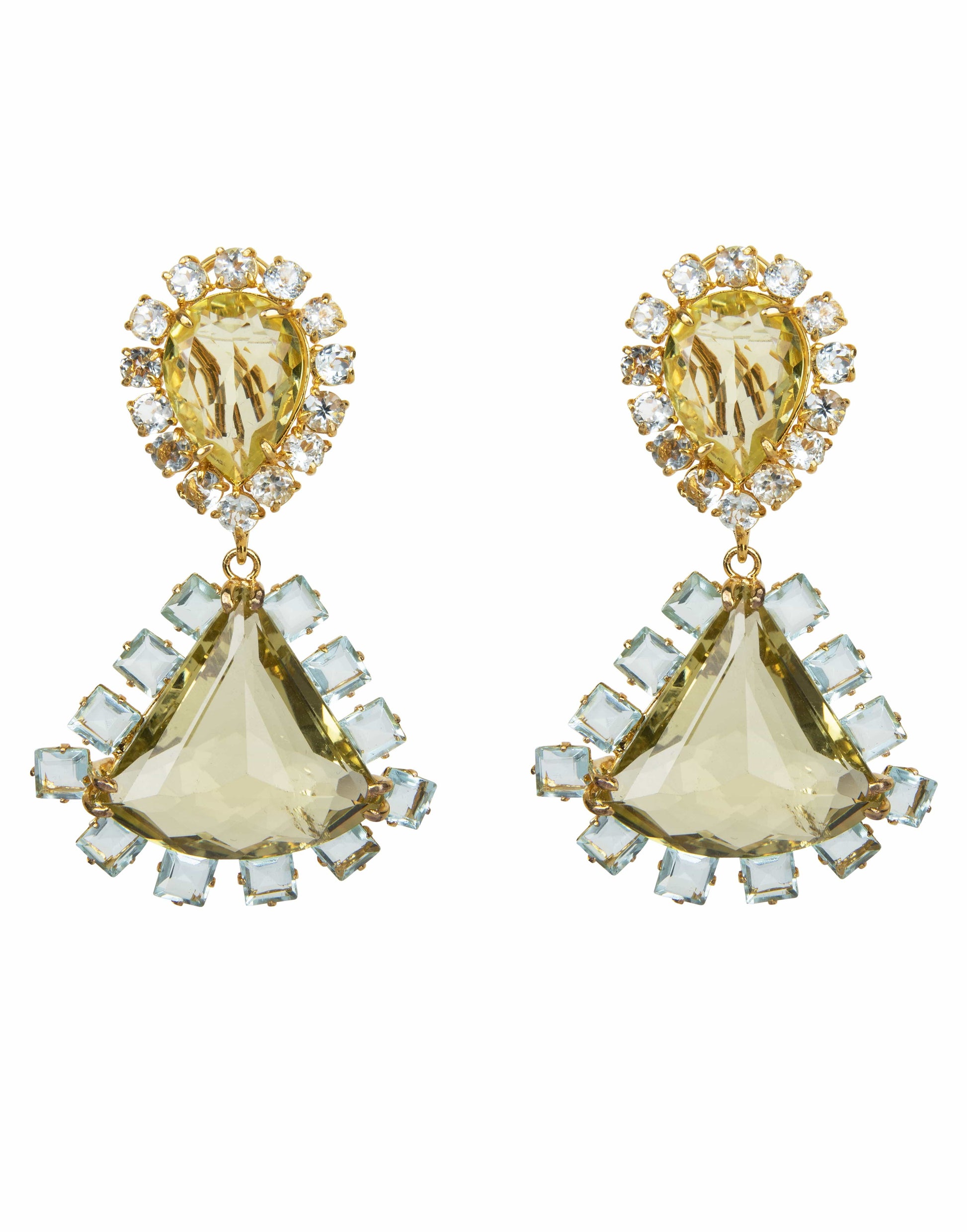 BOUNKIT JEWELRY-Lemon Quartz & Blue Topaz Earrings-LEMON