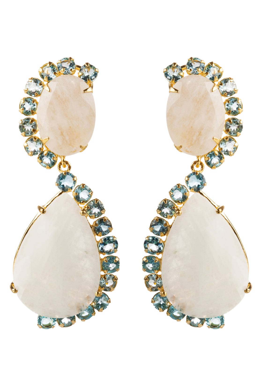 BOUNKIT JEWELRY-Moonstone and Blue Quartz Wave Earrings-MOONSTON