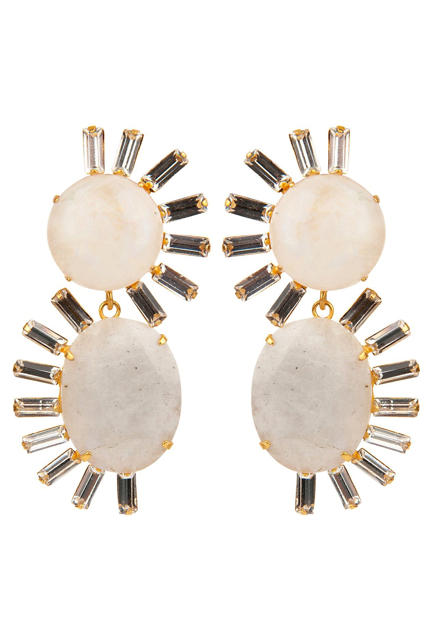 BOUNKIT JEWELRY-Moonstone and CZ Wave Earrings-MOONSTON