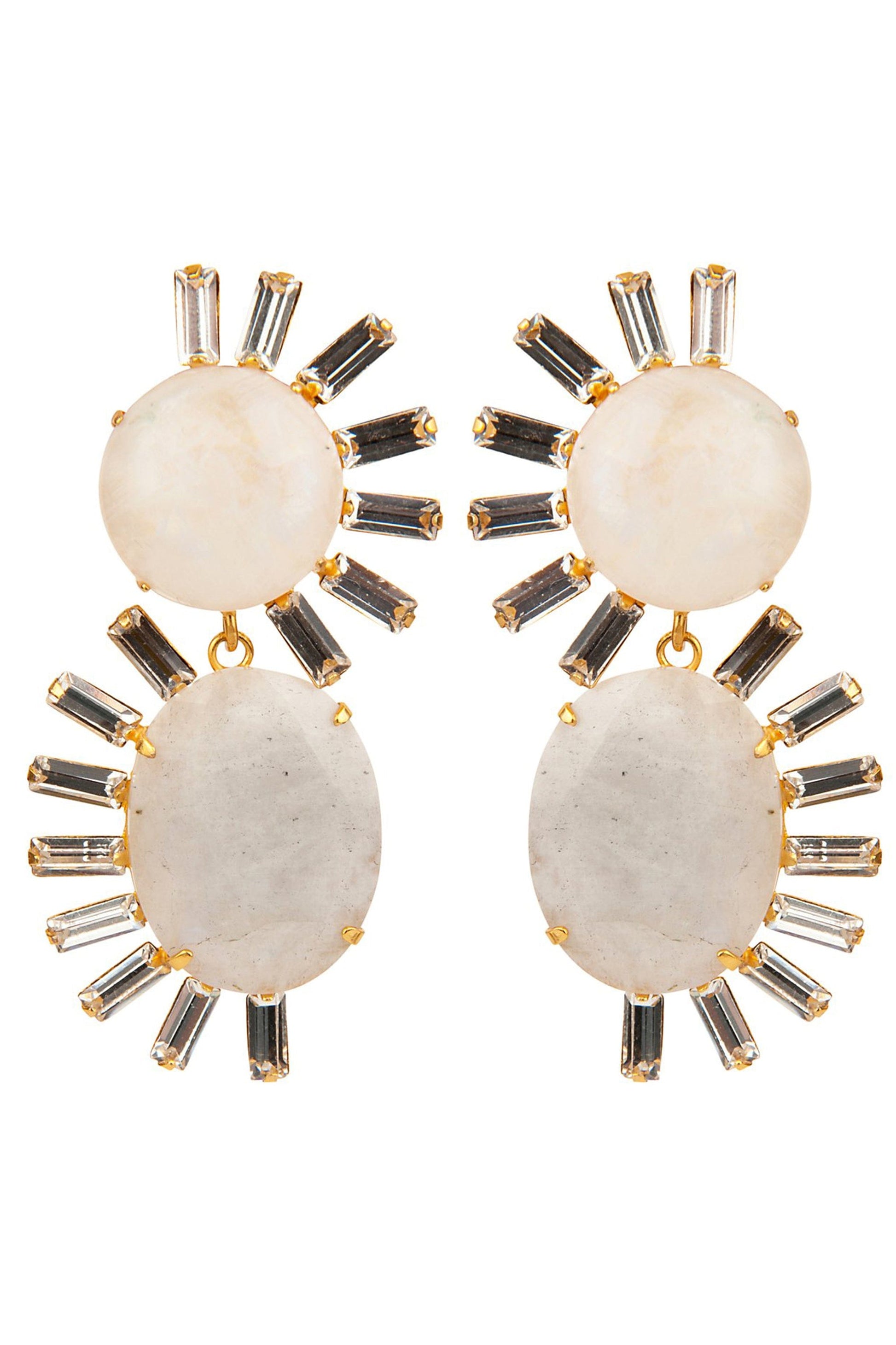 BOUNKIT JEWELRY-Moonstone and CZ Wave Earrings-MOONSTON