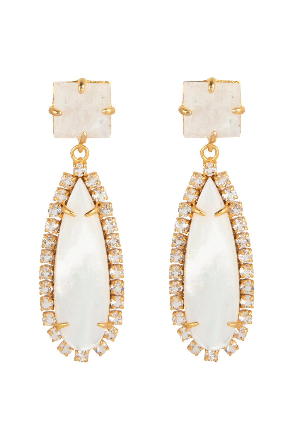BOUNKIT JEWELRY-Moonstone Pearl Drop Earrings-MOONSTON