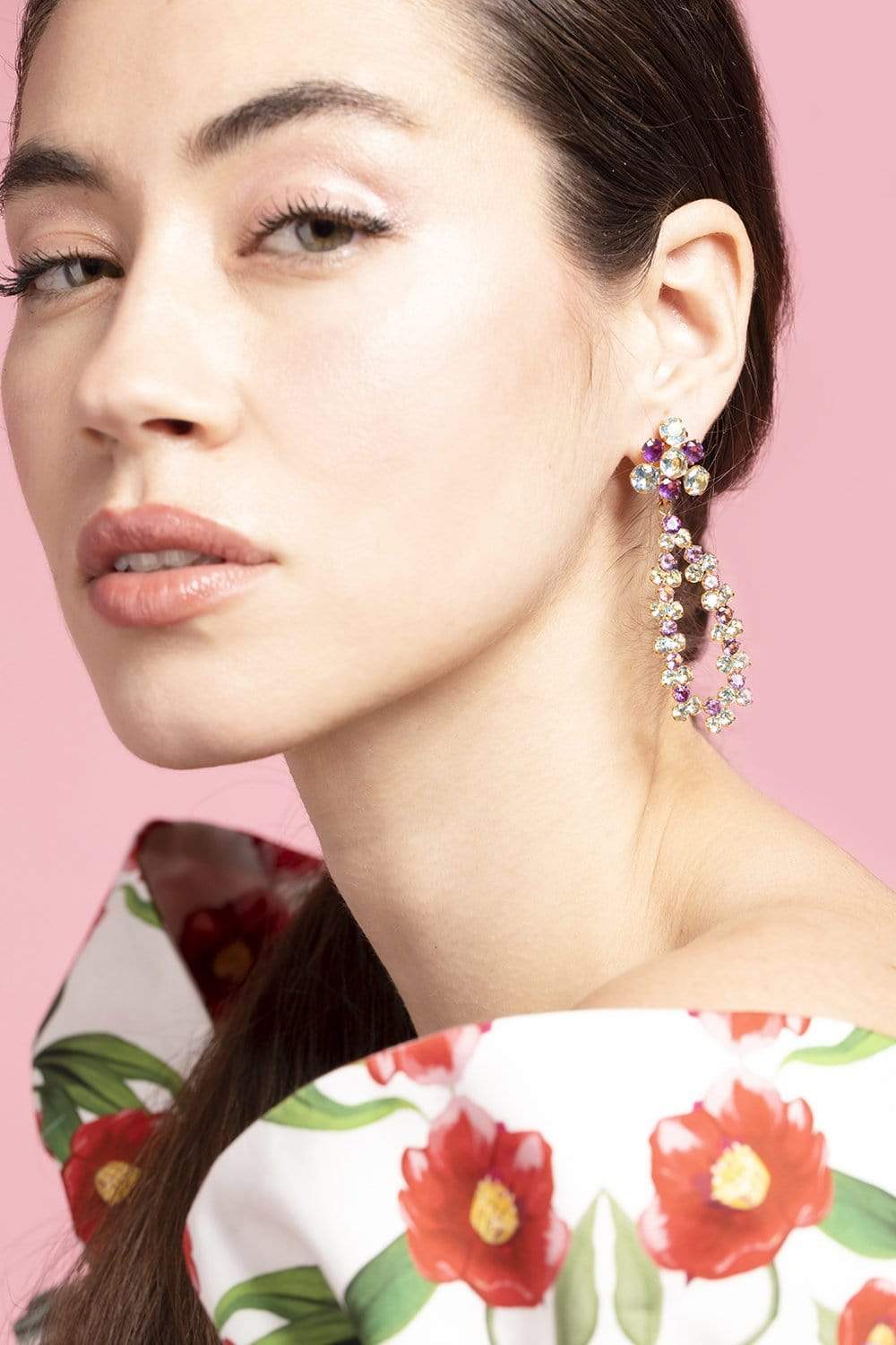 BOUNKIT JEWELRY-Amethyst & Quartz Earrings-MULTI