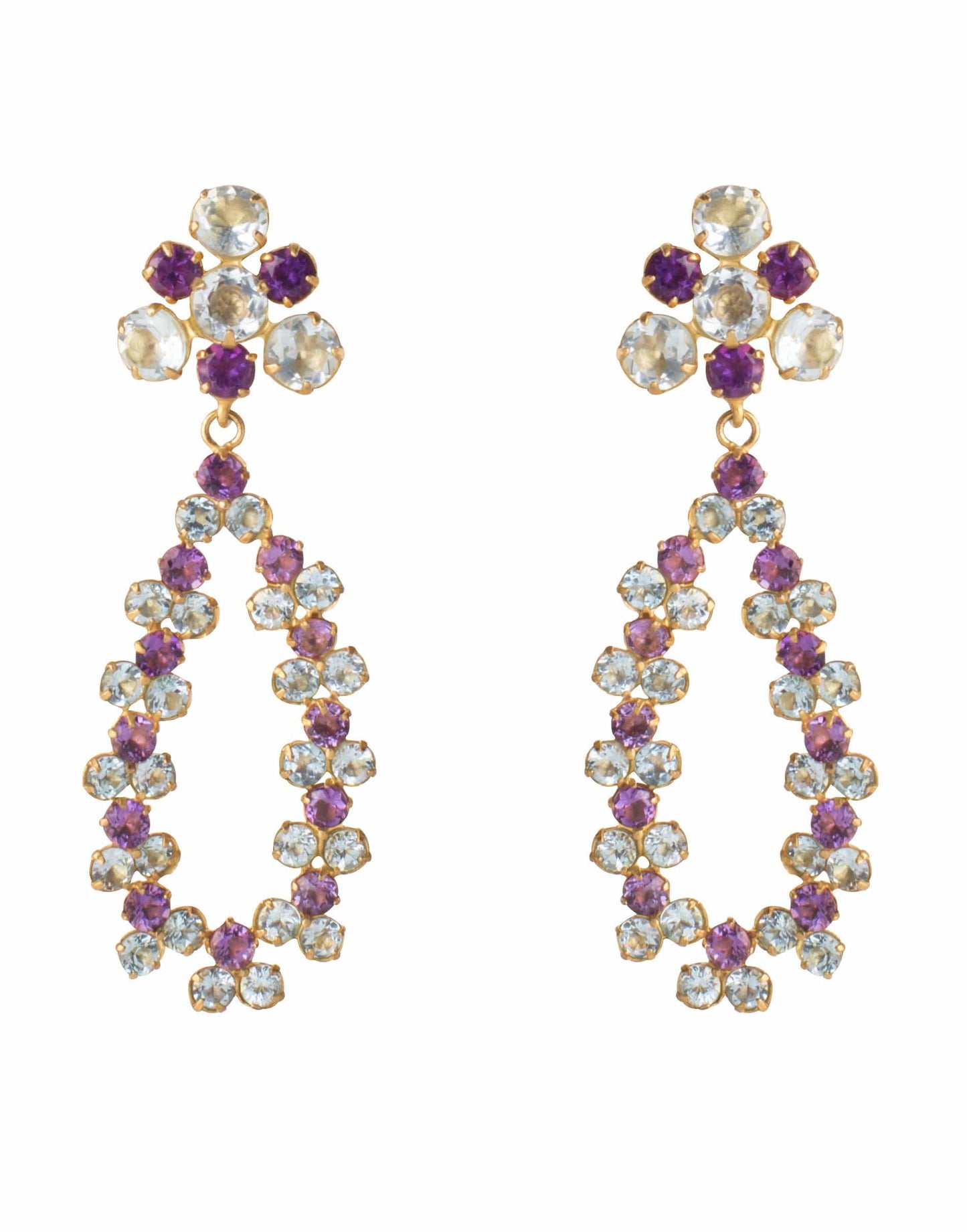 BOUNKIT JEWELRY-Amethyst & Quartz Earrings-MULTI