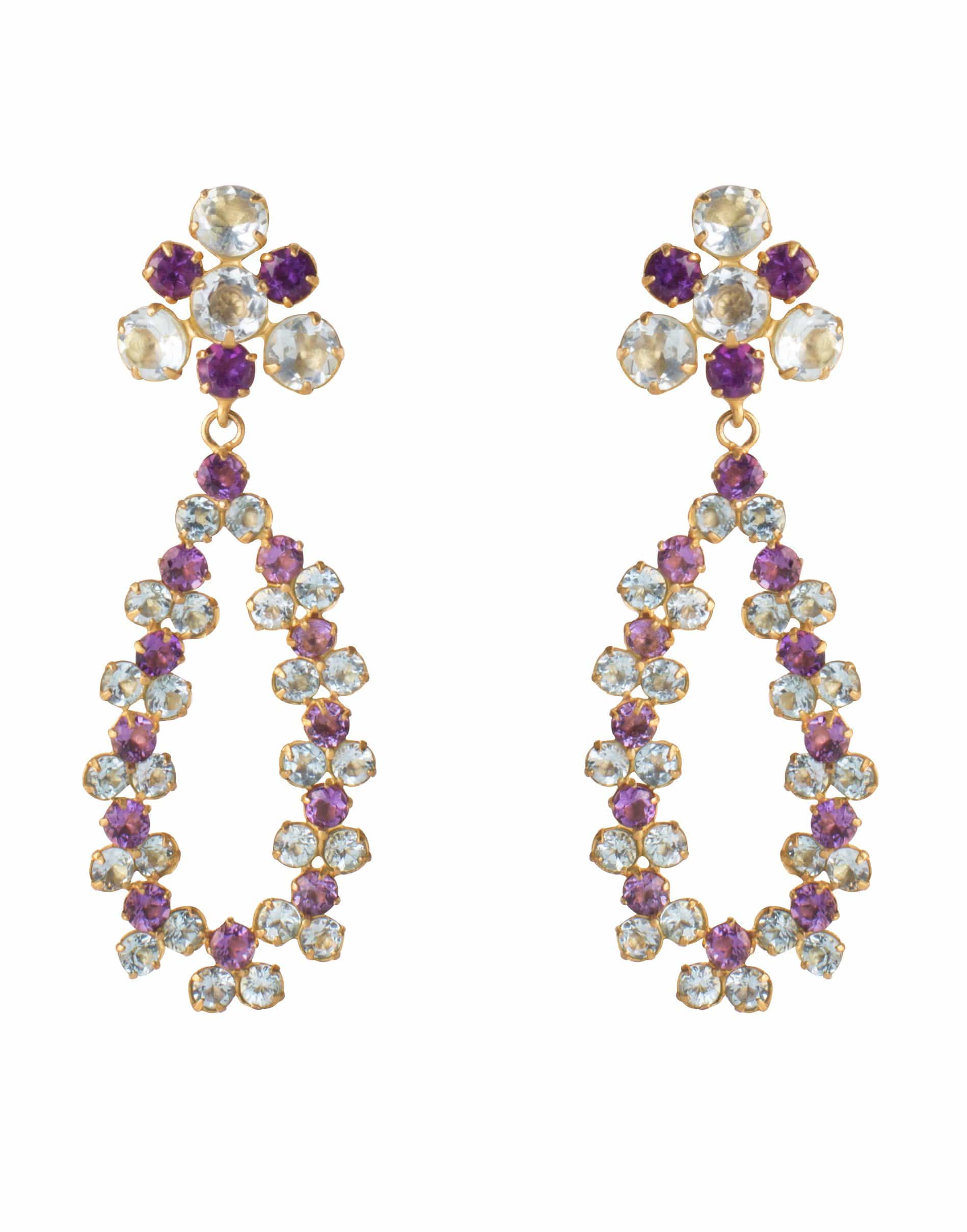 BOUNKIT JEWELRY-Amethyst & Quartz Earrings-MULTI