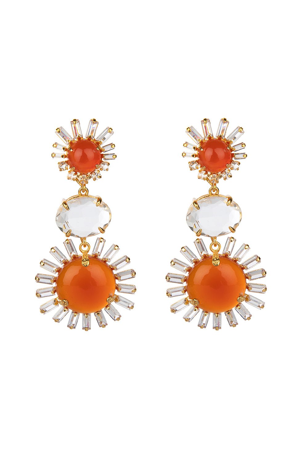 BOUNKIT JEWELRY-White Topaz Carnelian Earrings-ORANGE