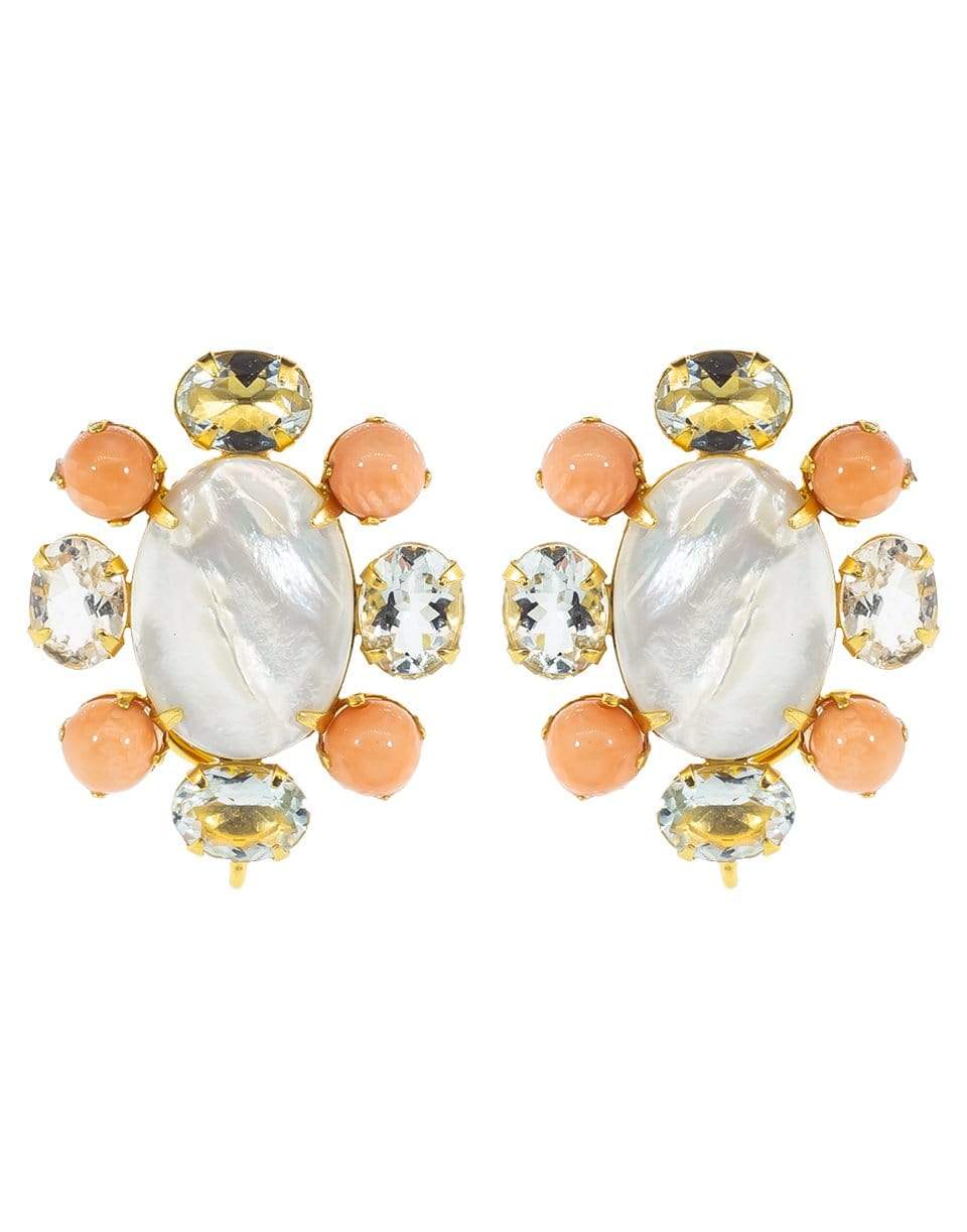 BOUNKIT JEWELRY-Mother Of Pearl Cluster Earrings-PEARL
