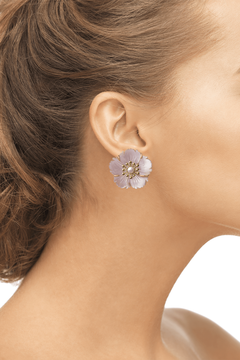 BOUNKIT JEWELRY-Blue Quartz Pearl Flower Earrings-PINK
