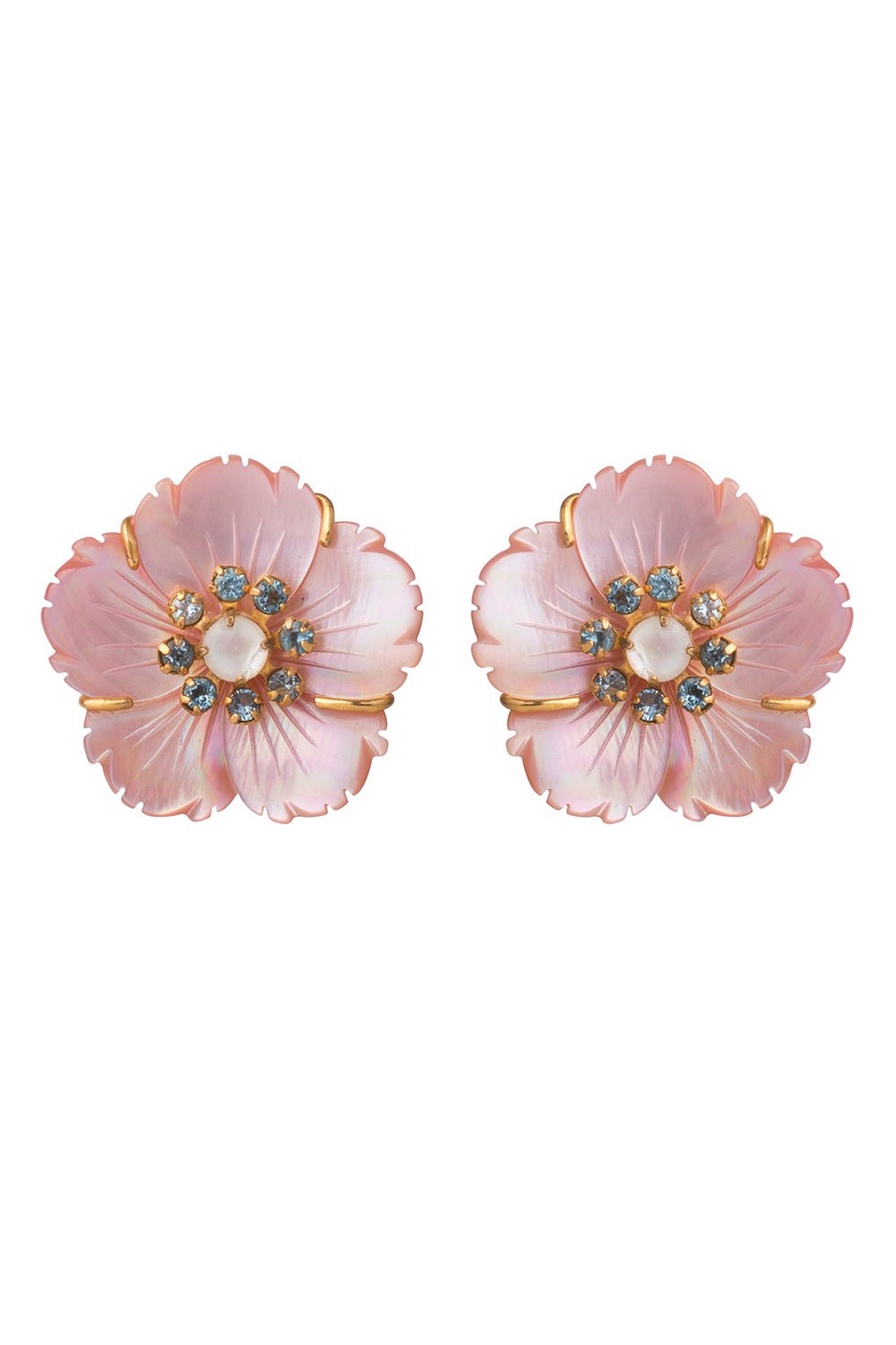 BOUNKIT JEWELRY-Blue Quartz Pearl Flower Earrings-PINK