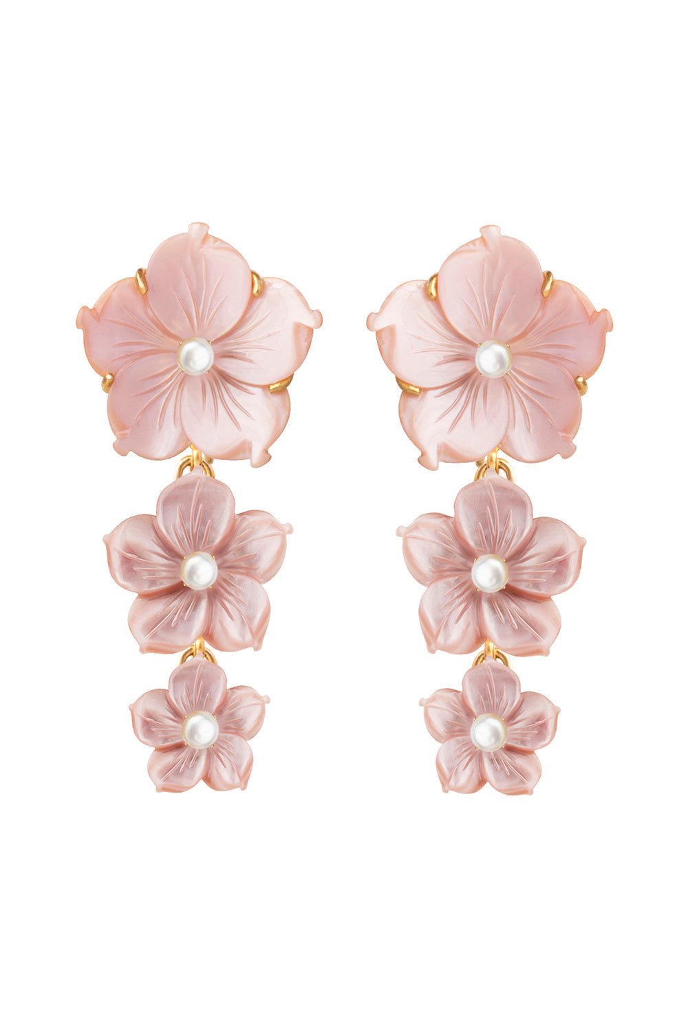 BOUNKIT JEWELRY-Carved Mother Of Pearl Flower Earrings-PINK