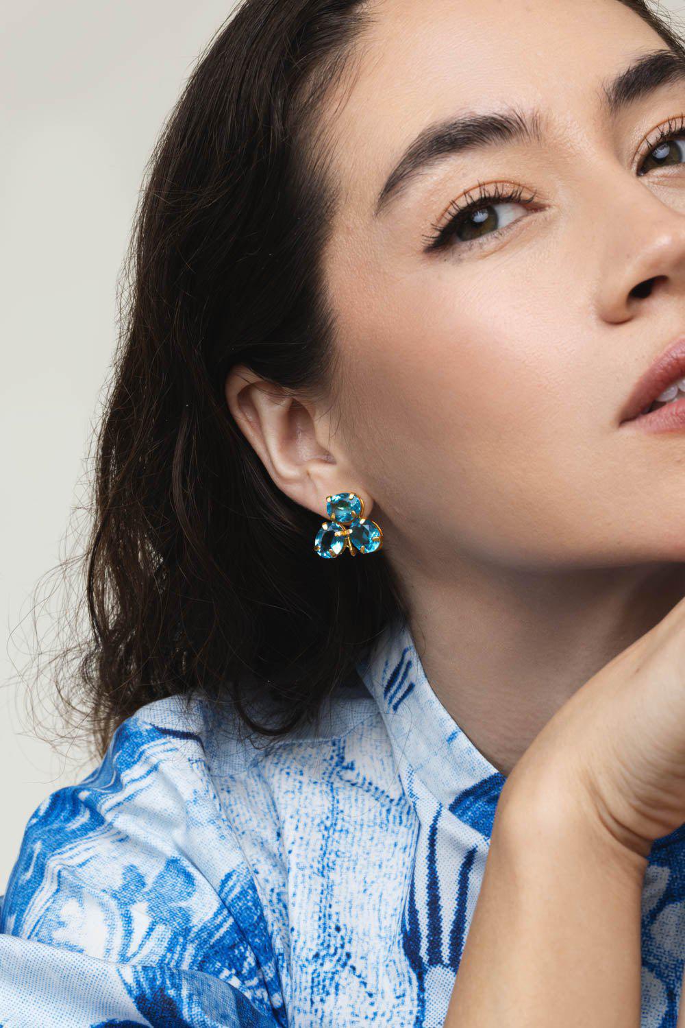 BOUNKIT JEWELRY-Leaf Drop Cluster Earings-PINK