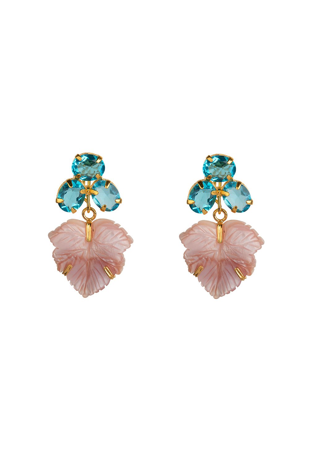 BOUNKIT JEWELRY-Leaf Drop Cluster Earings-PINK