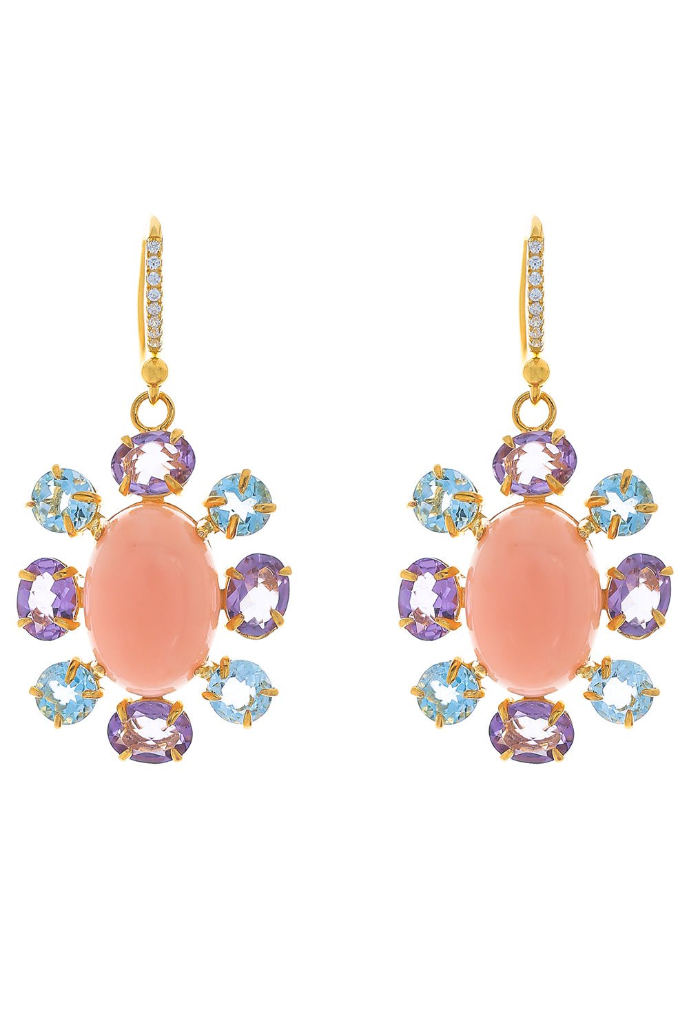 BOUNKIT JEWELRY-Pink Opal Fish Hook Earrings-PINK