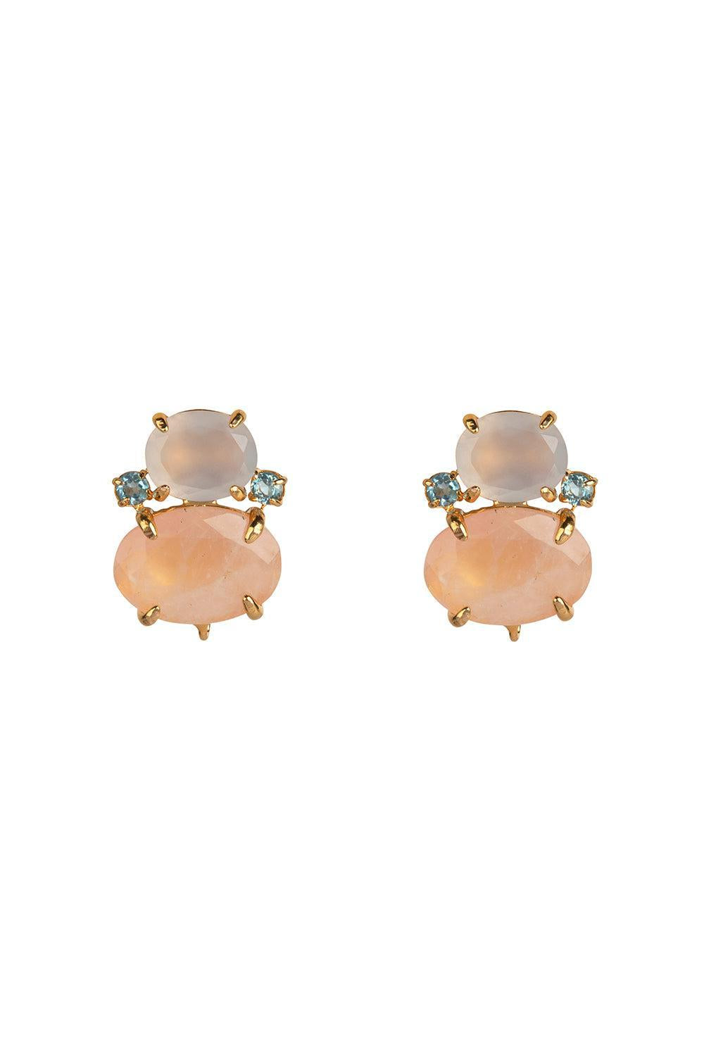 Chalcedony Agnes Stud Earrings-PNK/BL-JEWELRYBOUTIQUEEARRING-BOUNKIT JEWELRY