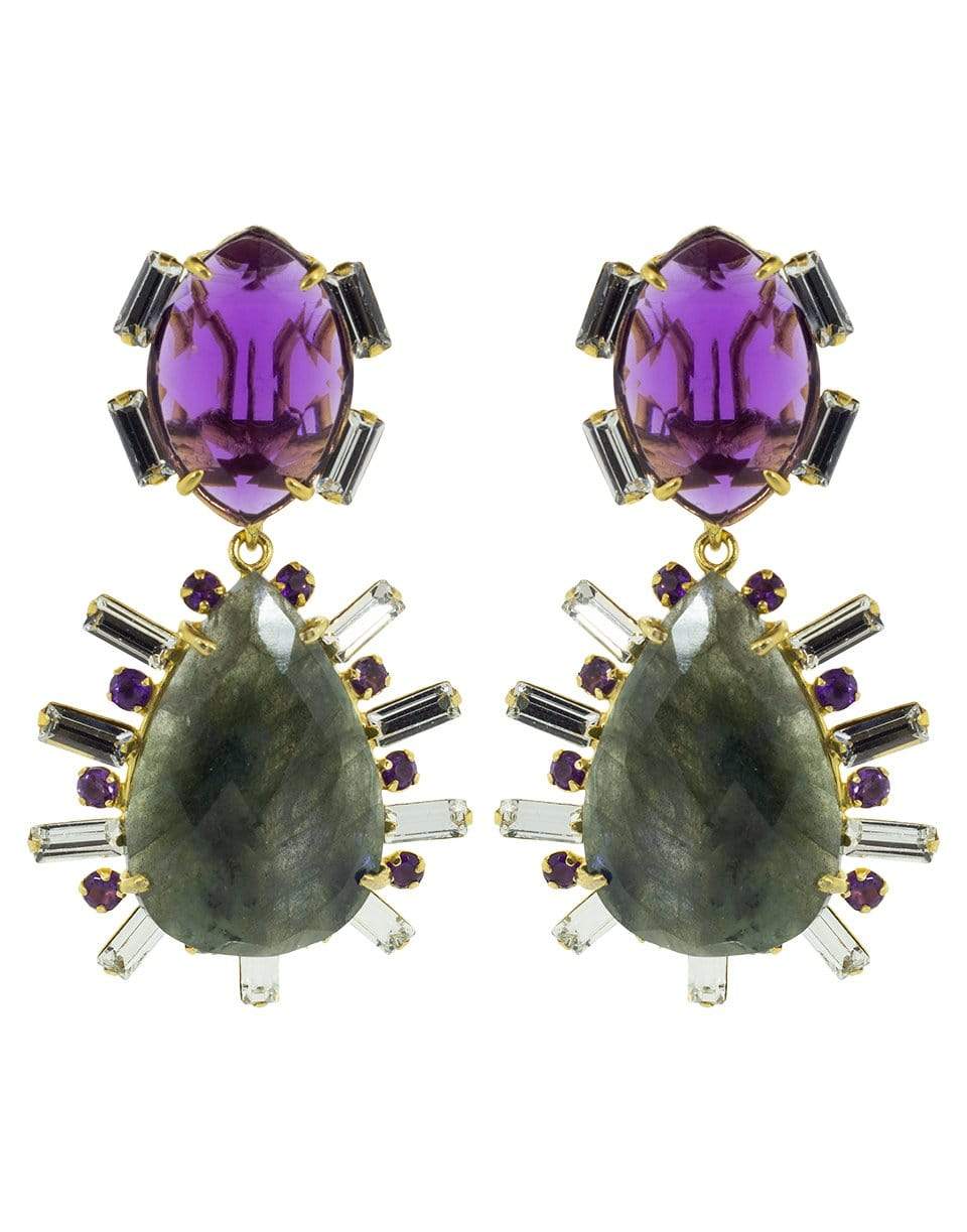 BOUNKIT JEWELRY-2-in-1 Amethyst, Green Amethyst, and Lemon Quartz Earrings-PURPLE