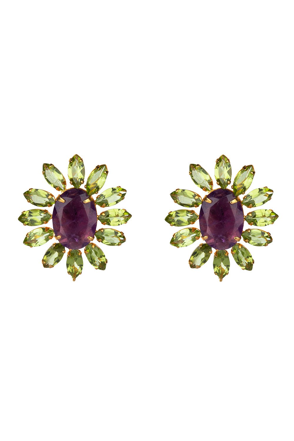 BOUNKIT JEWELRY-Amethyst Peridot Stud Earrings-PURPLE