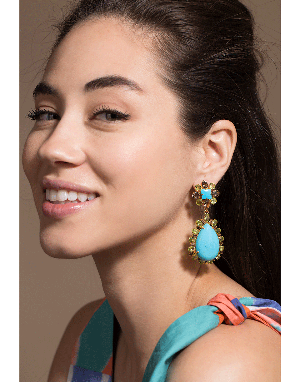 BOUNKIT JEWELRY-Turquoise and Periot Earrings-TURQ