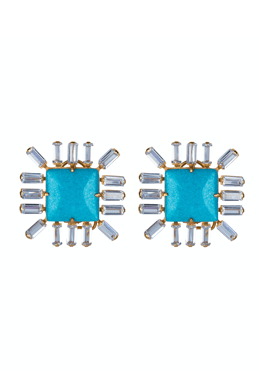 BOUNKIT JEWELRY-Turquoise Square Button Earrings-TURQ