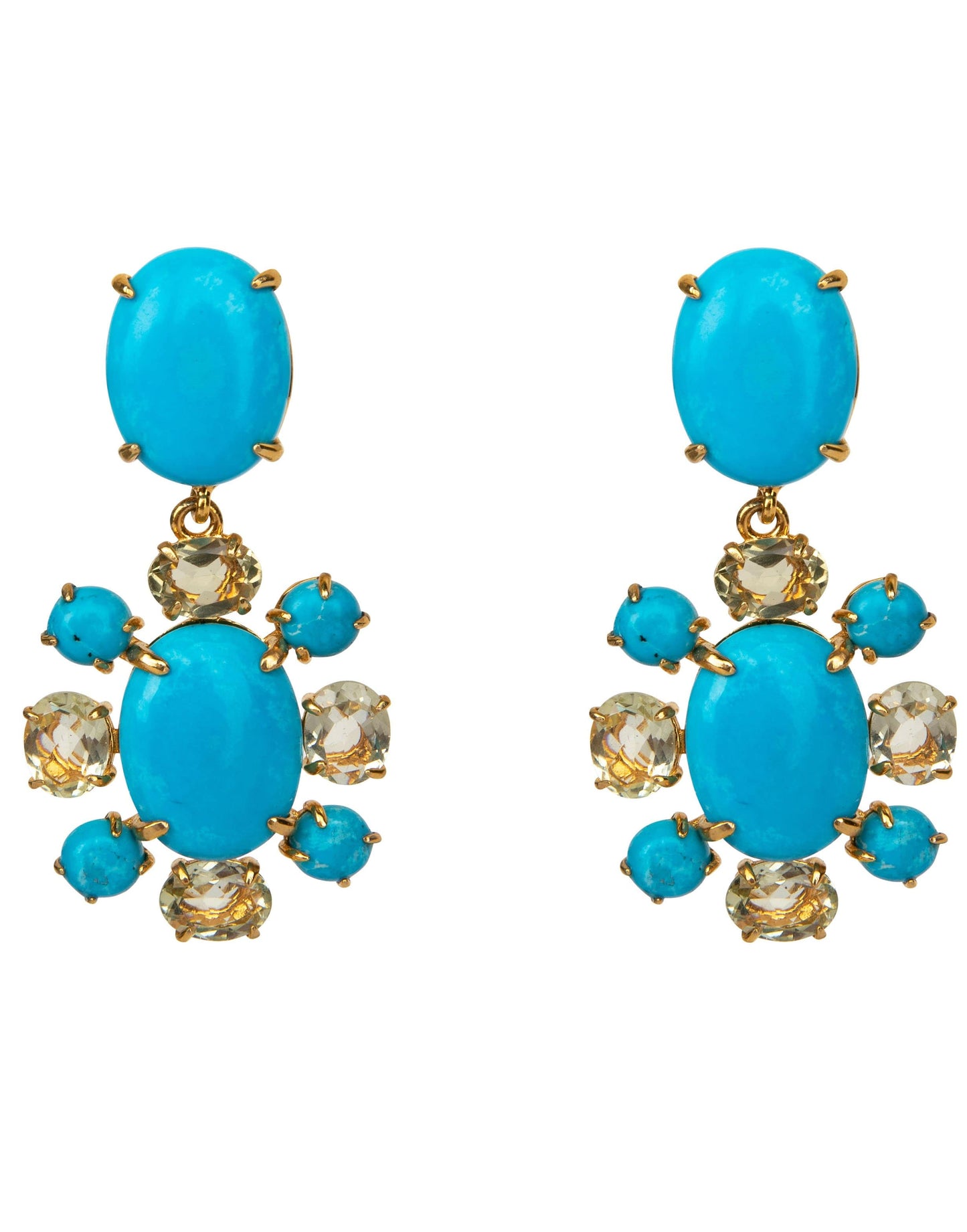 BOUNKIT JEWELRY-Lemon Quartz & Turquoise Earrings-TURQUOIS