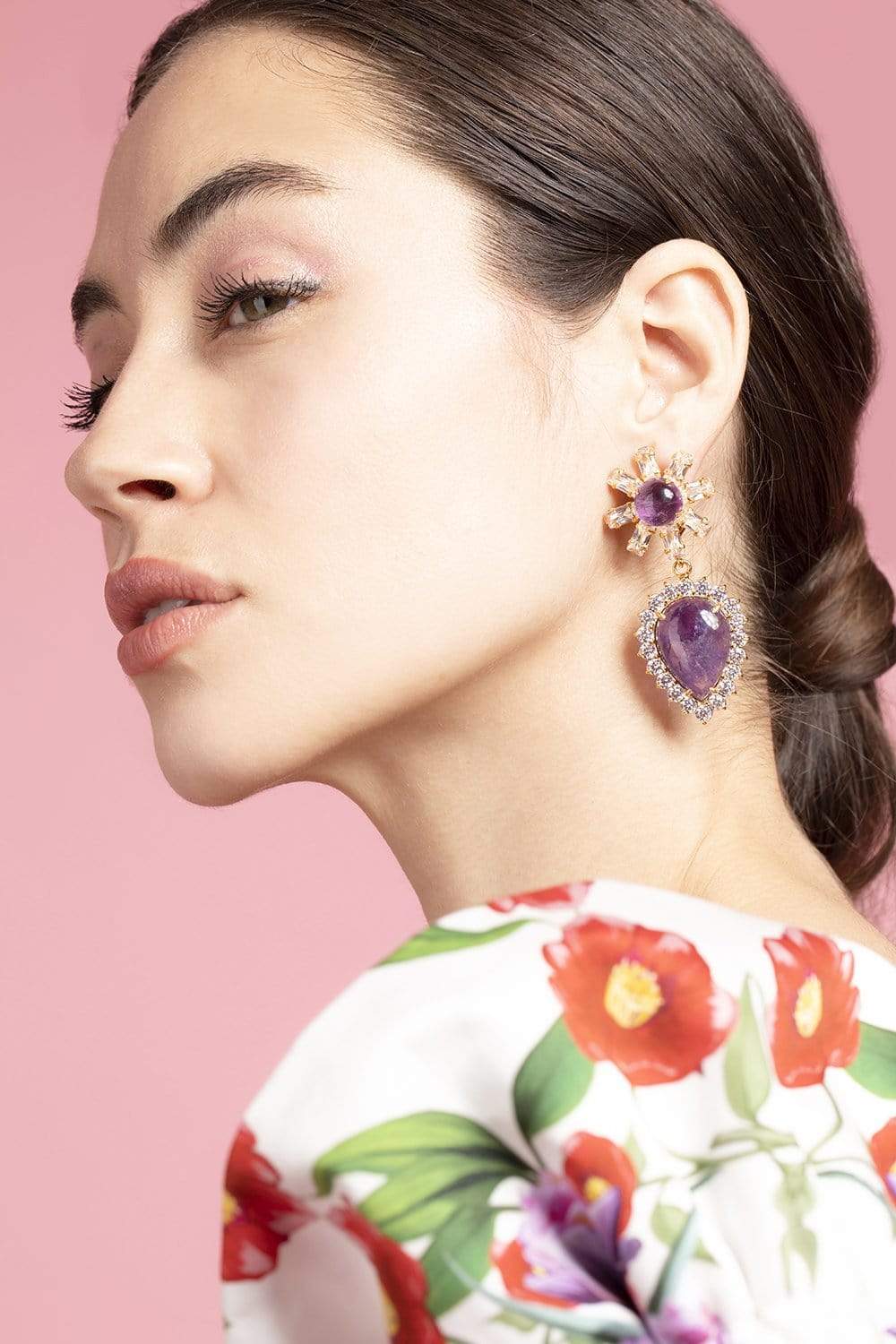 BOUNKIT JEWELRY-Amethyst Drop Earrings-VIOLET
