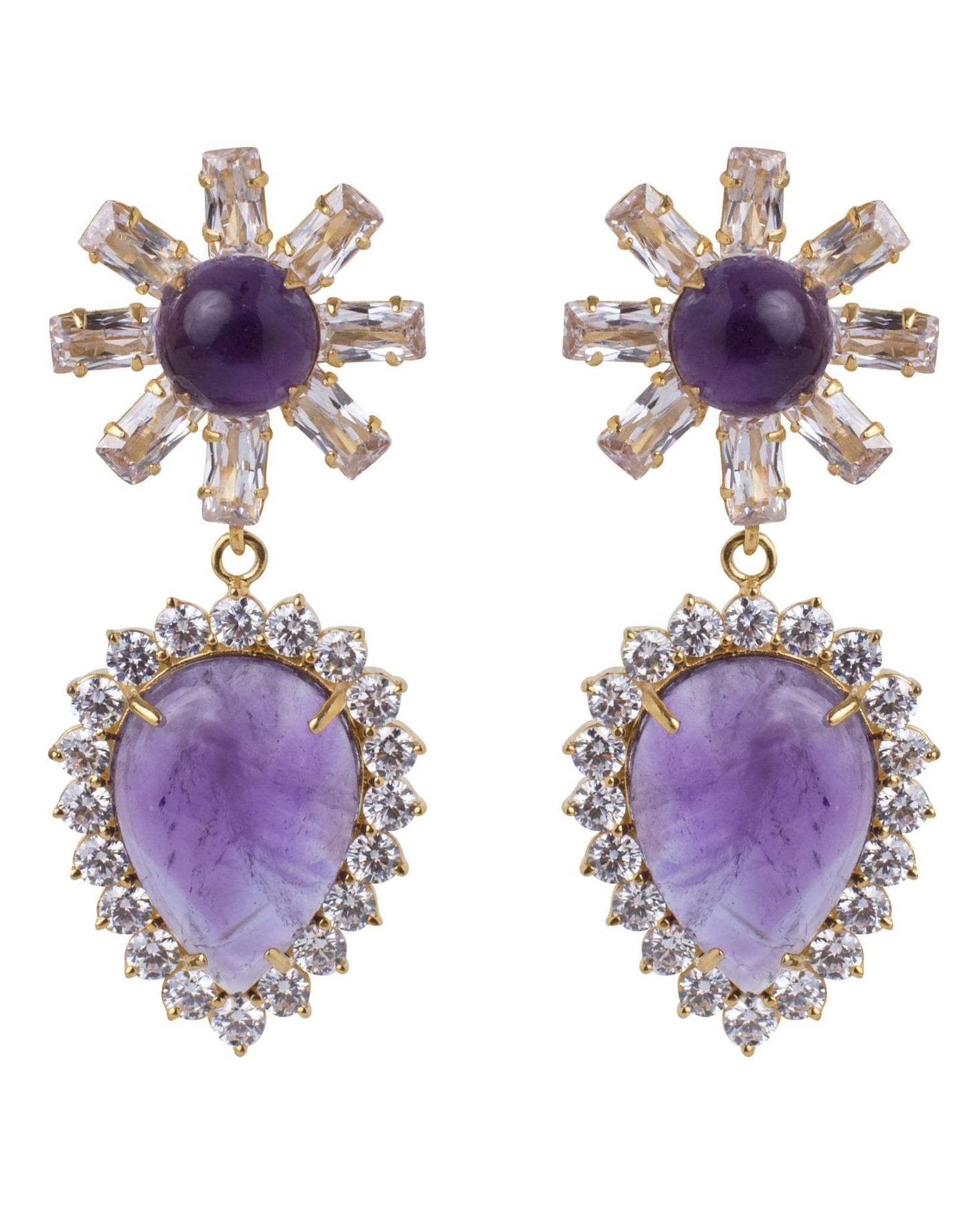 BOUNKIT JEWELRY-Amethyst Drop Earrings-VIOLET