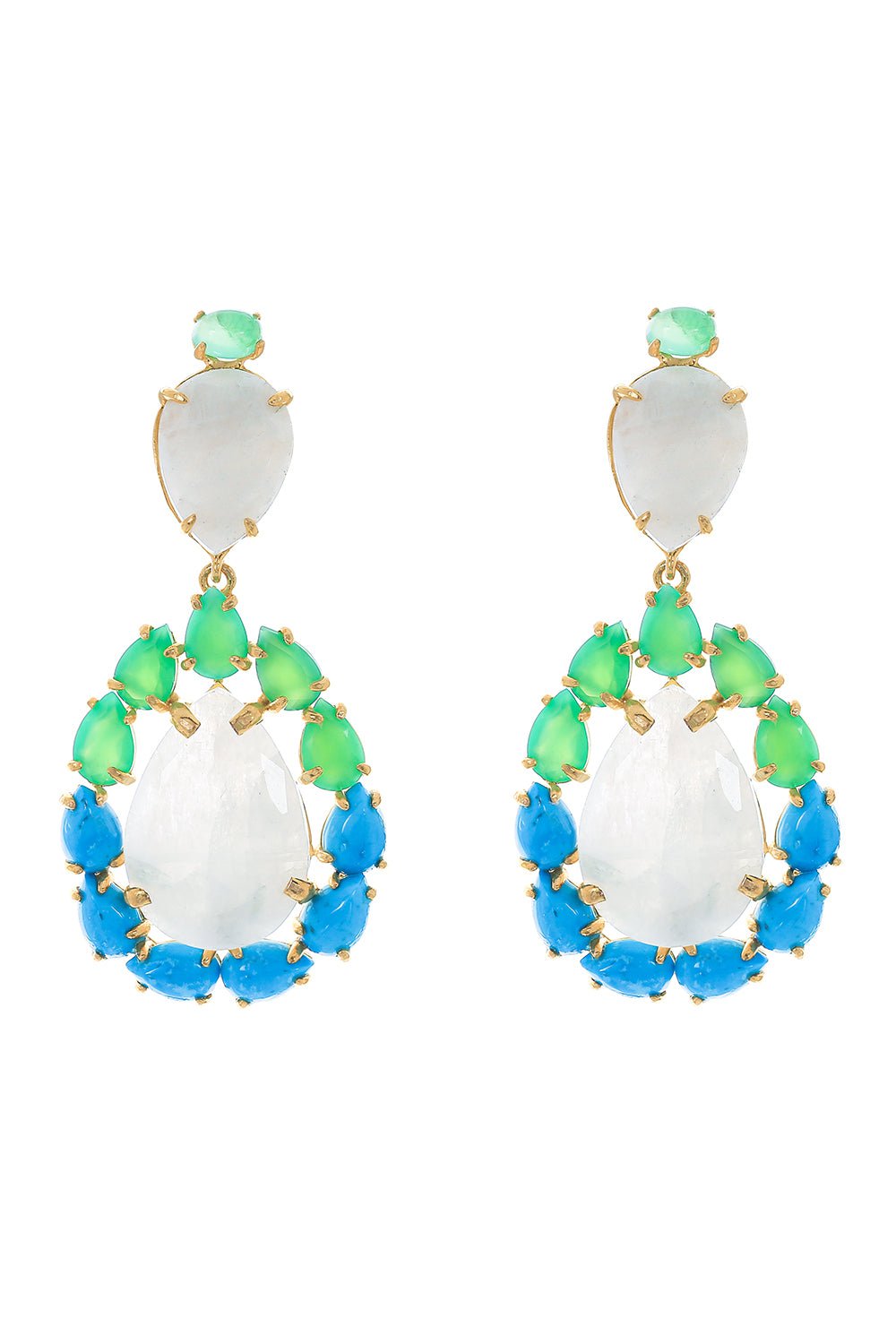 BOUNKIT JEWELRY-Chrysoprase Moonstone Earrings-WHITE