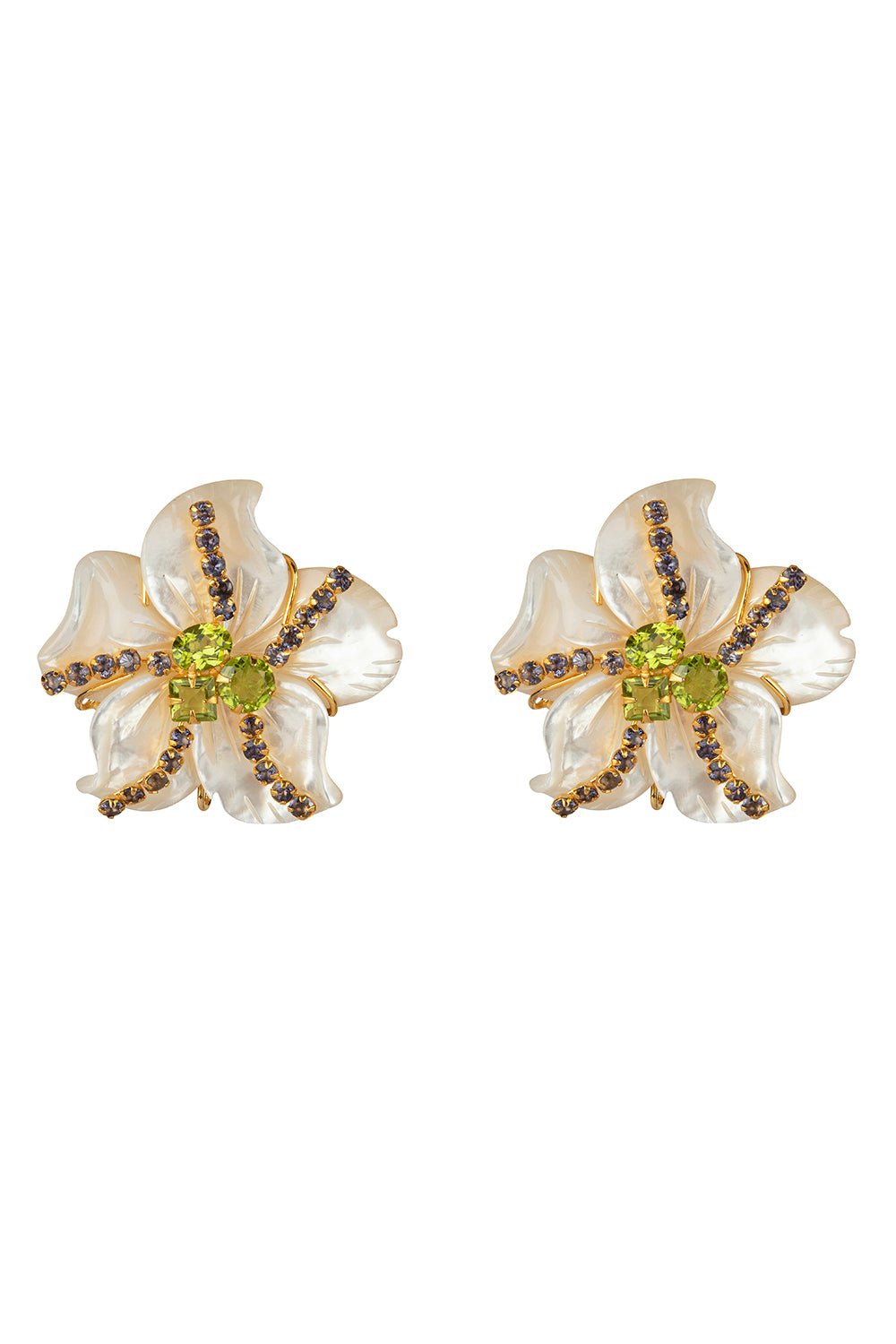 Flower Pearl Peridot Earrings JEWELRYBOUTIQUEEARRING BOUNKIT JEWELRY   