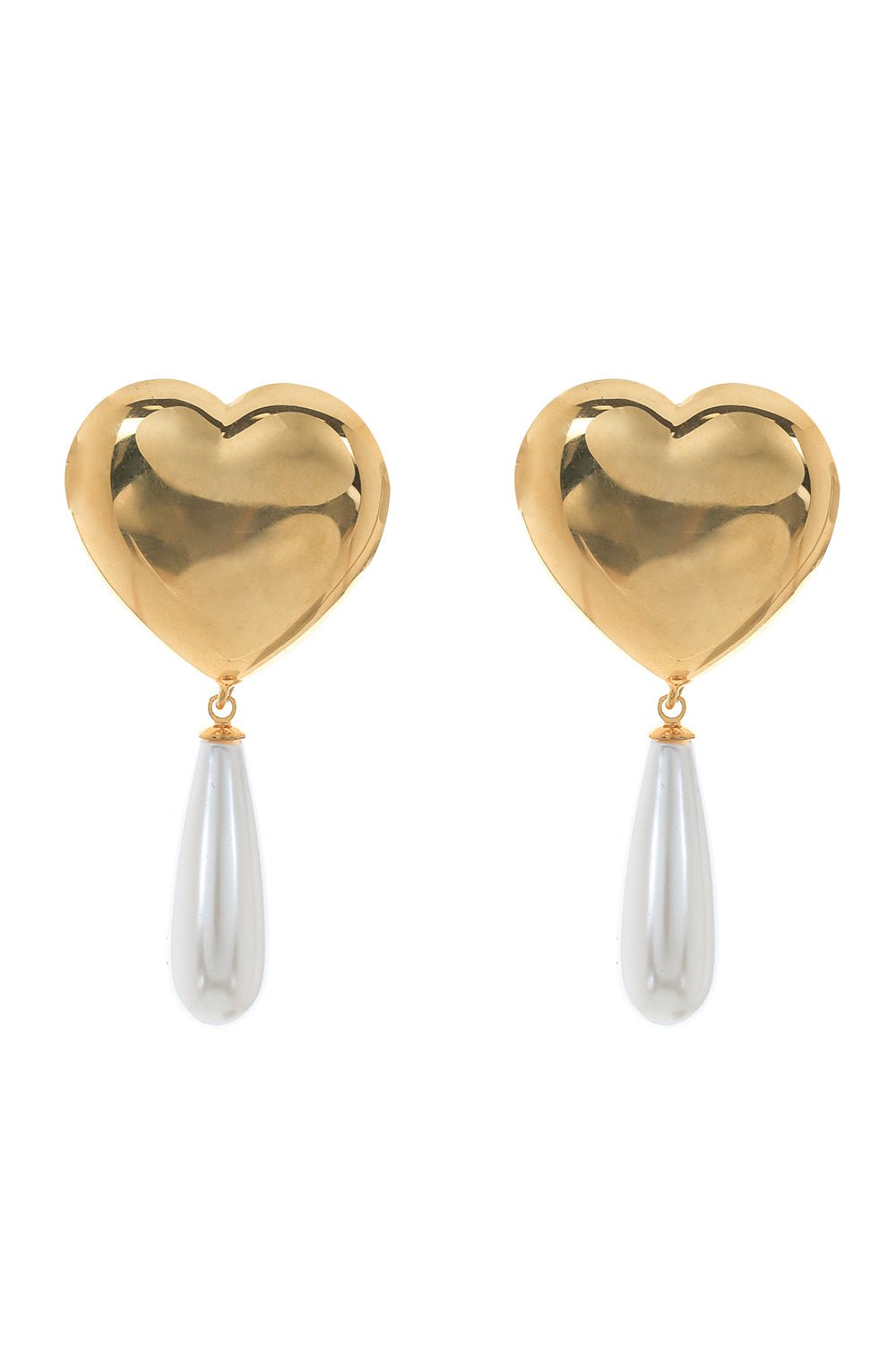 BOUNKIT JEWELRY-Large Heart Drop Earrings-WHITE