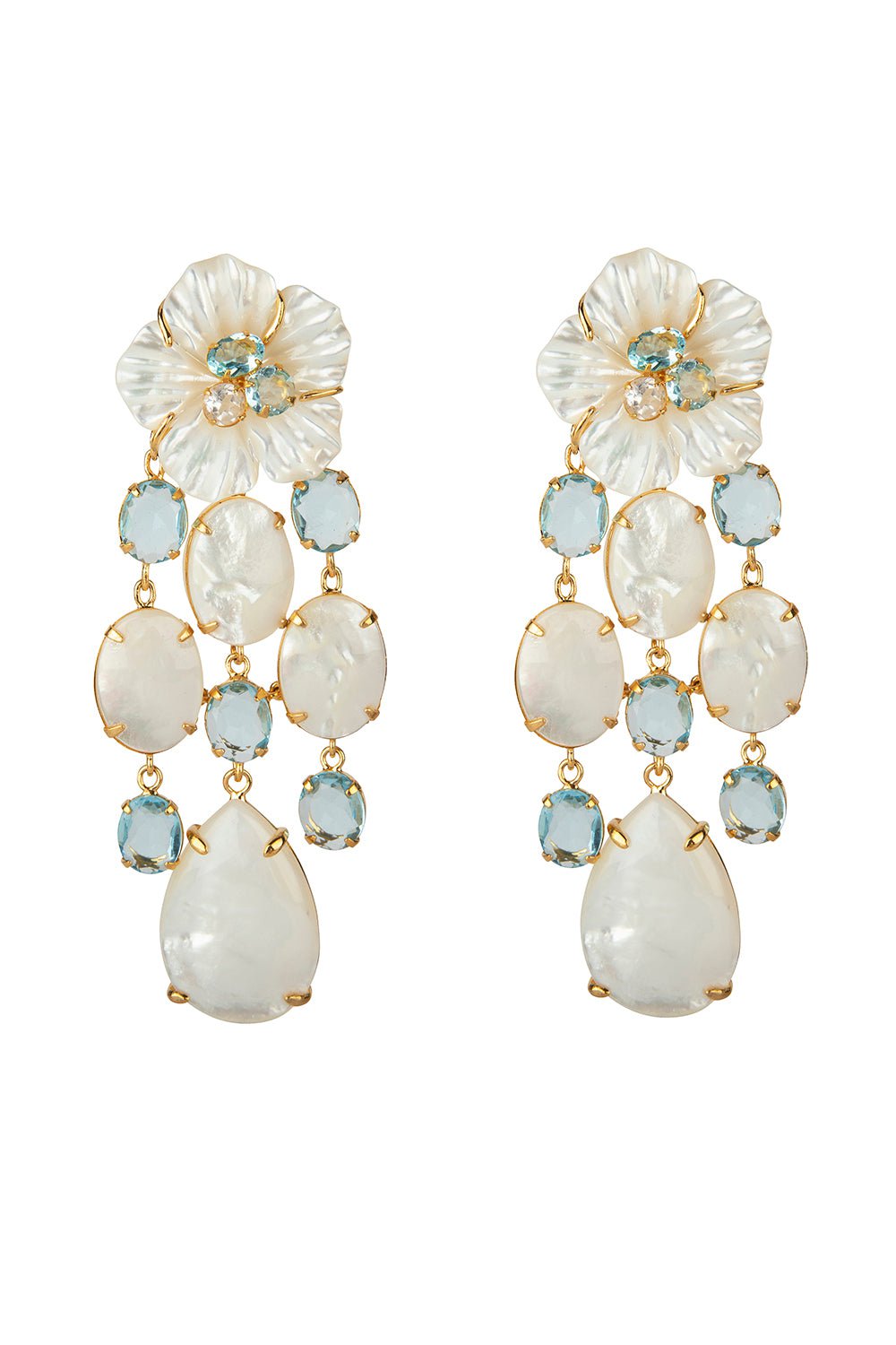 BOUNKIT JEWELRY-Pearl Quartz Cascade Earrings-WHITE