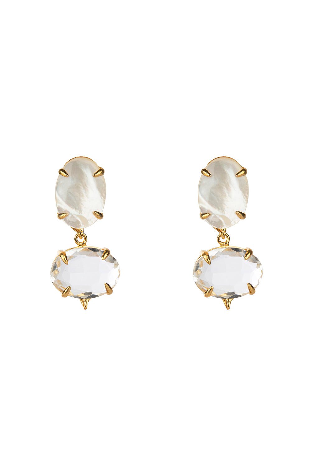 Quartz Pearl Three Drop Earrings Marissa Collections