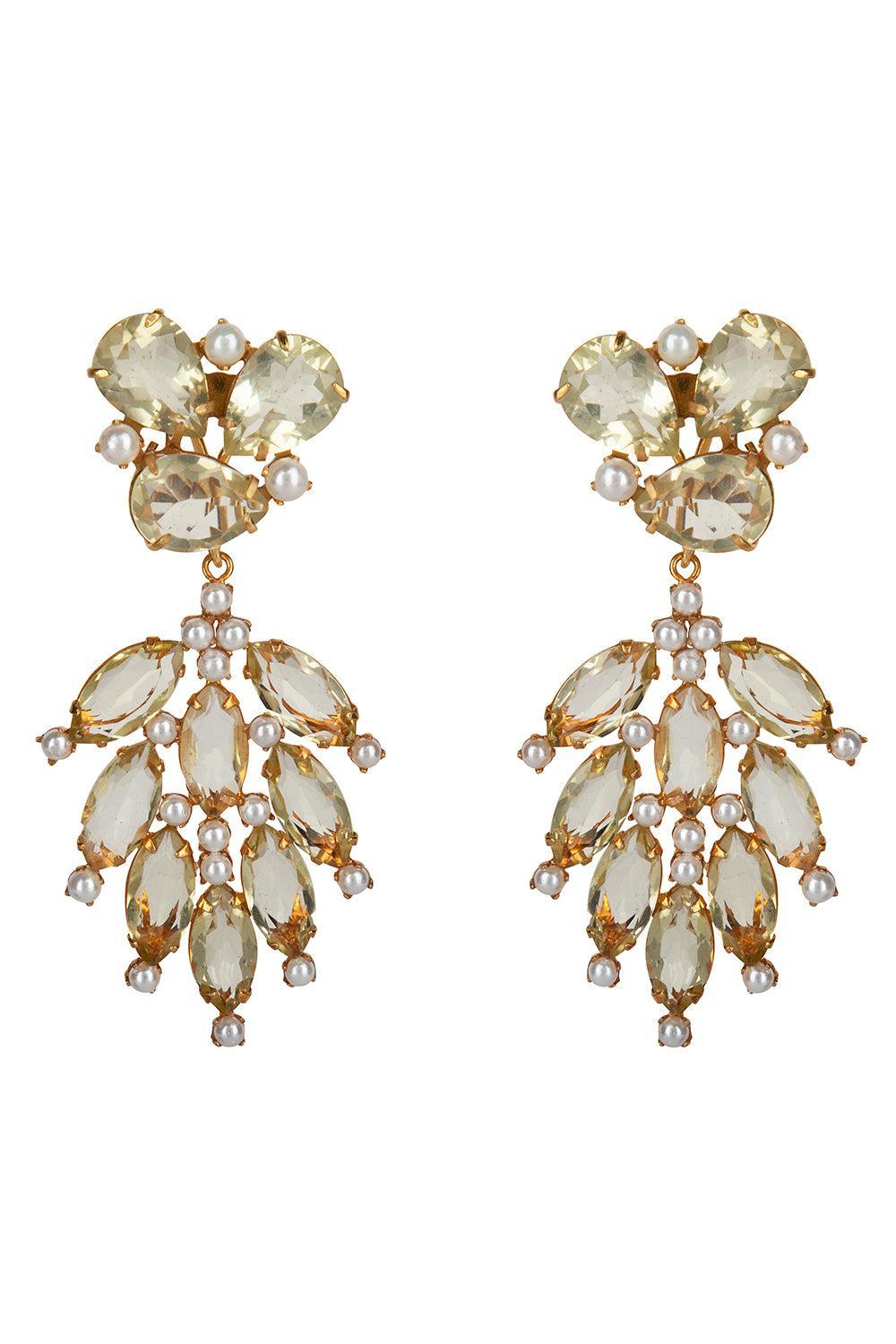 Lemon Quartz Pearl Adeline Earrings-YELLOW-JEWELRYBOUTIQUEEARRING-BOUNKIT JEWELRY