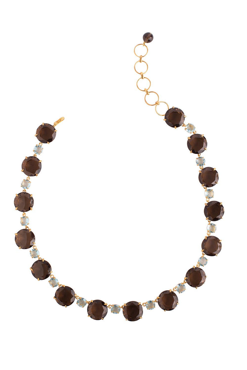 BOUNKIT JEWELRY-Aquamarine Smoky Quartz Necklace-BROWN