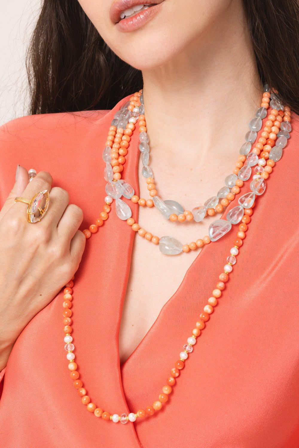 BOUNKIT JEWELRY-Pearl Sautoir Necklace-CORAL