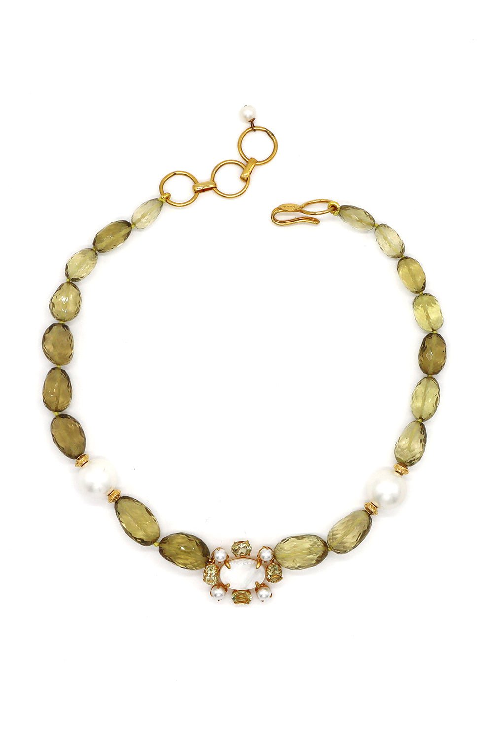 BOUNKIT JEWELRY-Pearl Quartz Necklace-YLW/WHT