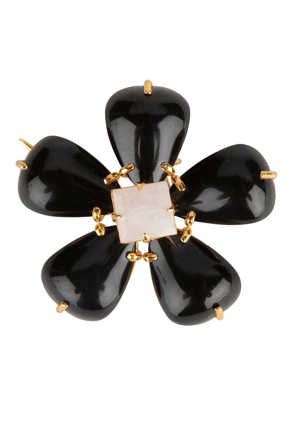 Moonstone Black Agate Claudine Pin Pendant-BLACK-JEWELRYBOUTIQUEPIN-BOUNKIT JEWELRY