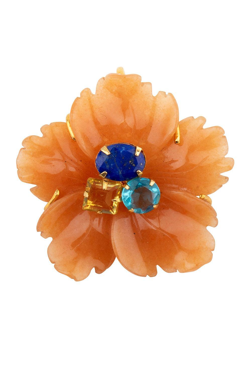 Citrine Topaz Red Flower Pin Pendant-RED-JEWELRYBOUTIQUEPIN-BOUNKIT JEWELRY