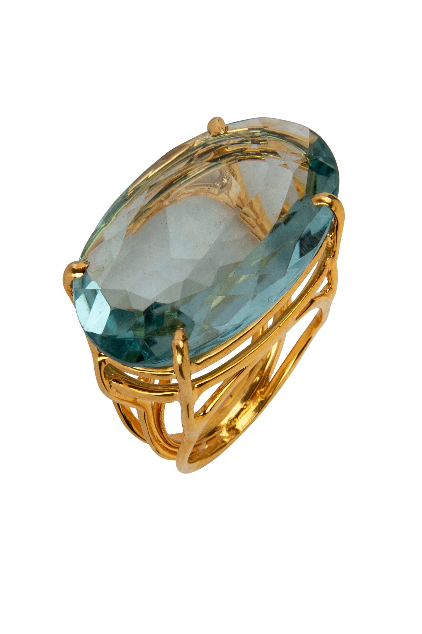 BOUNKIT JEWELRY-East West Blue Quartz Ring-BLUE