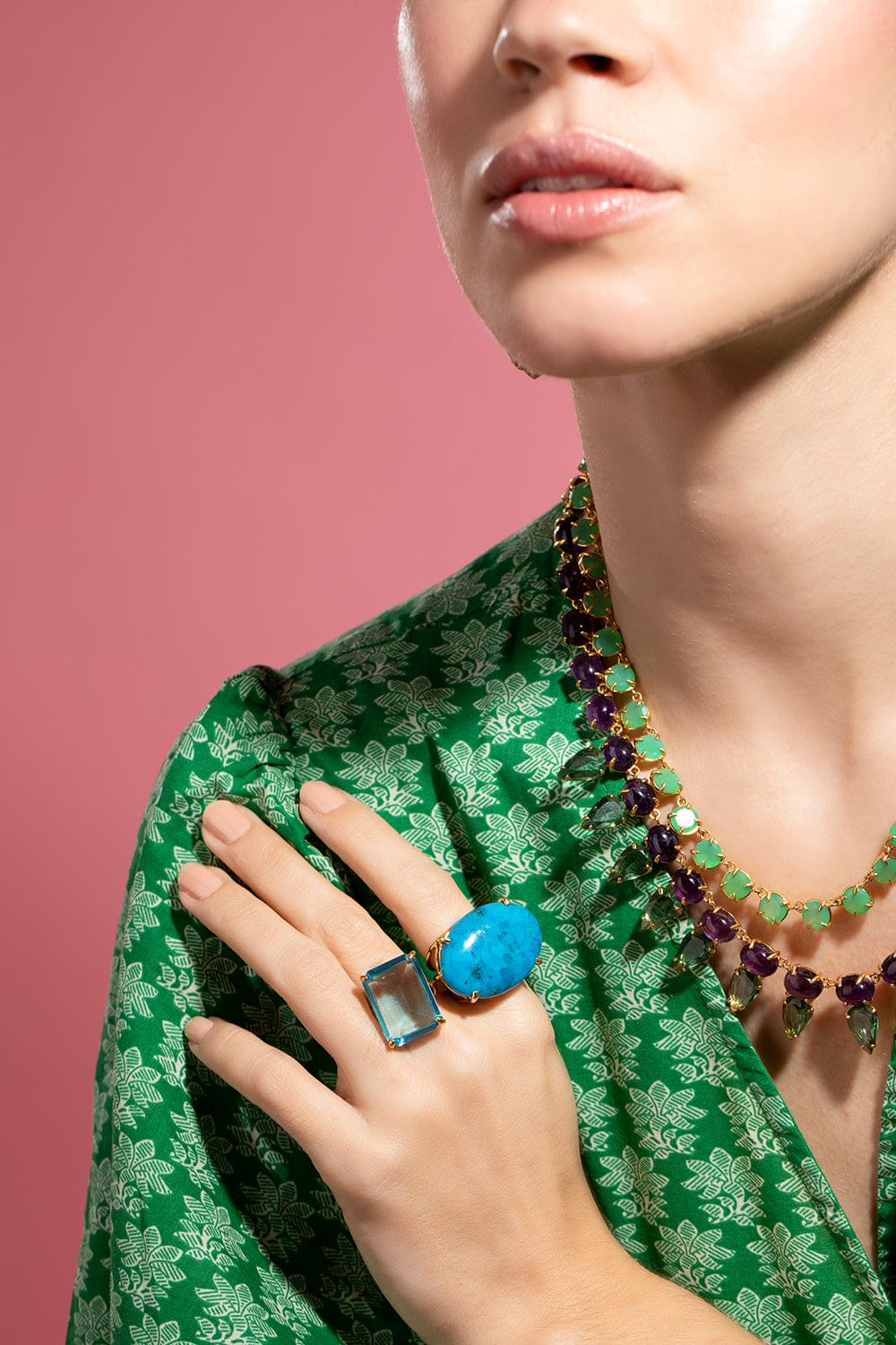 BOUNKIT JEWELRY-East West Oval Turquoise Ring-BLUE