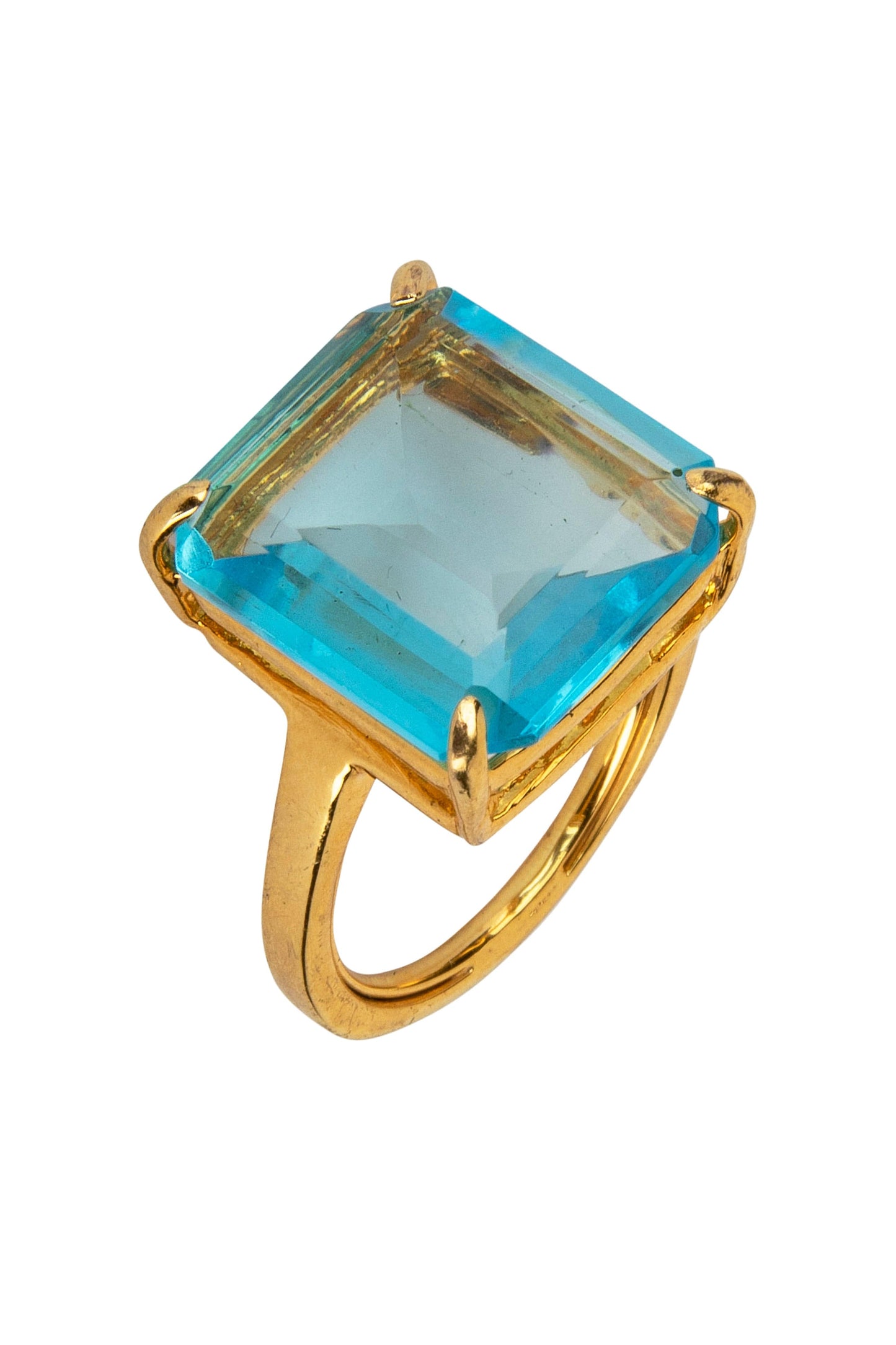 BOUNKIT JEWELRY-Emerald Cut Blue Topaz Ring-BLUE