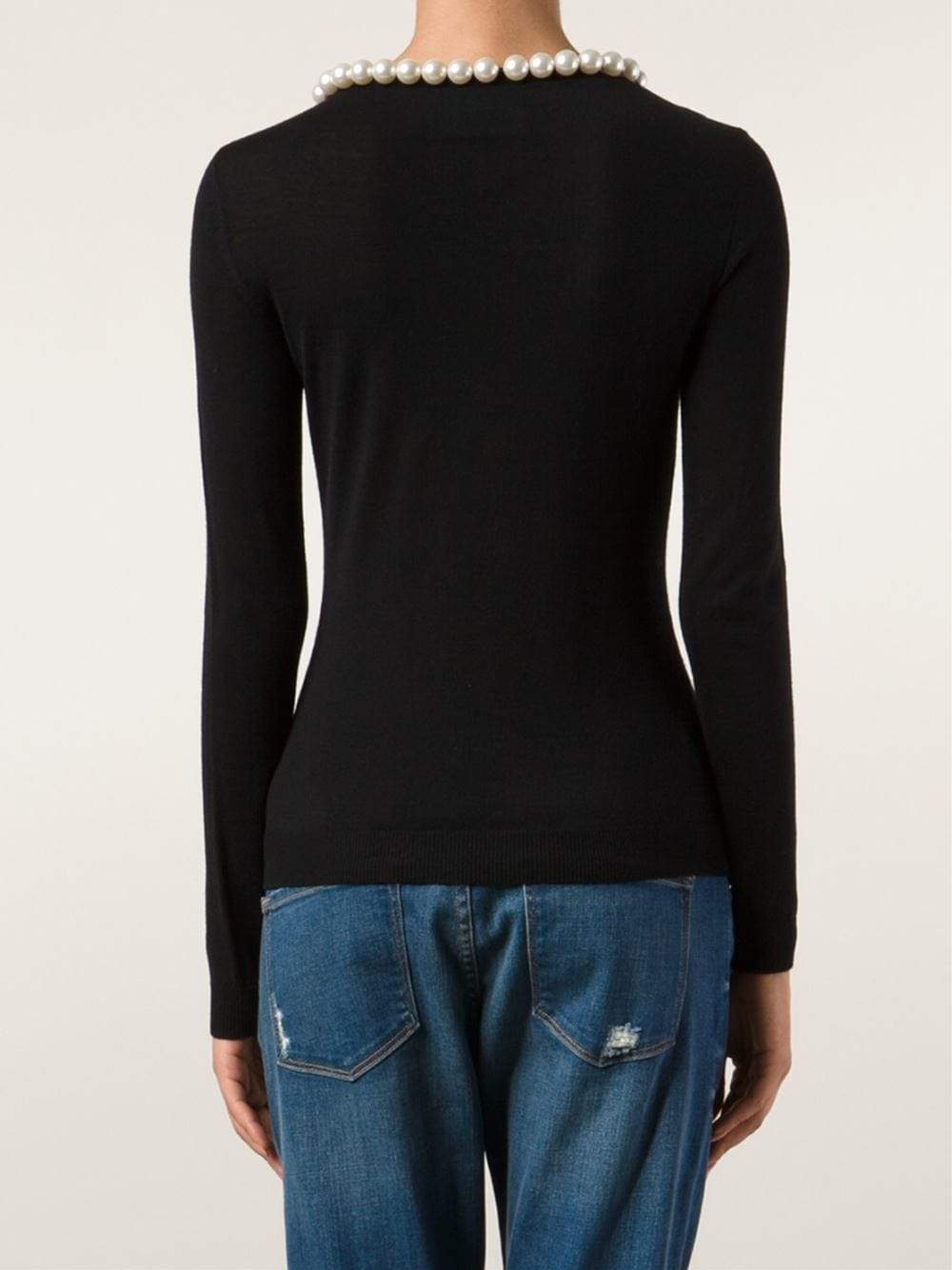 BOUTIQUE MOSCHINO-Pearl Collar Knit Top-