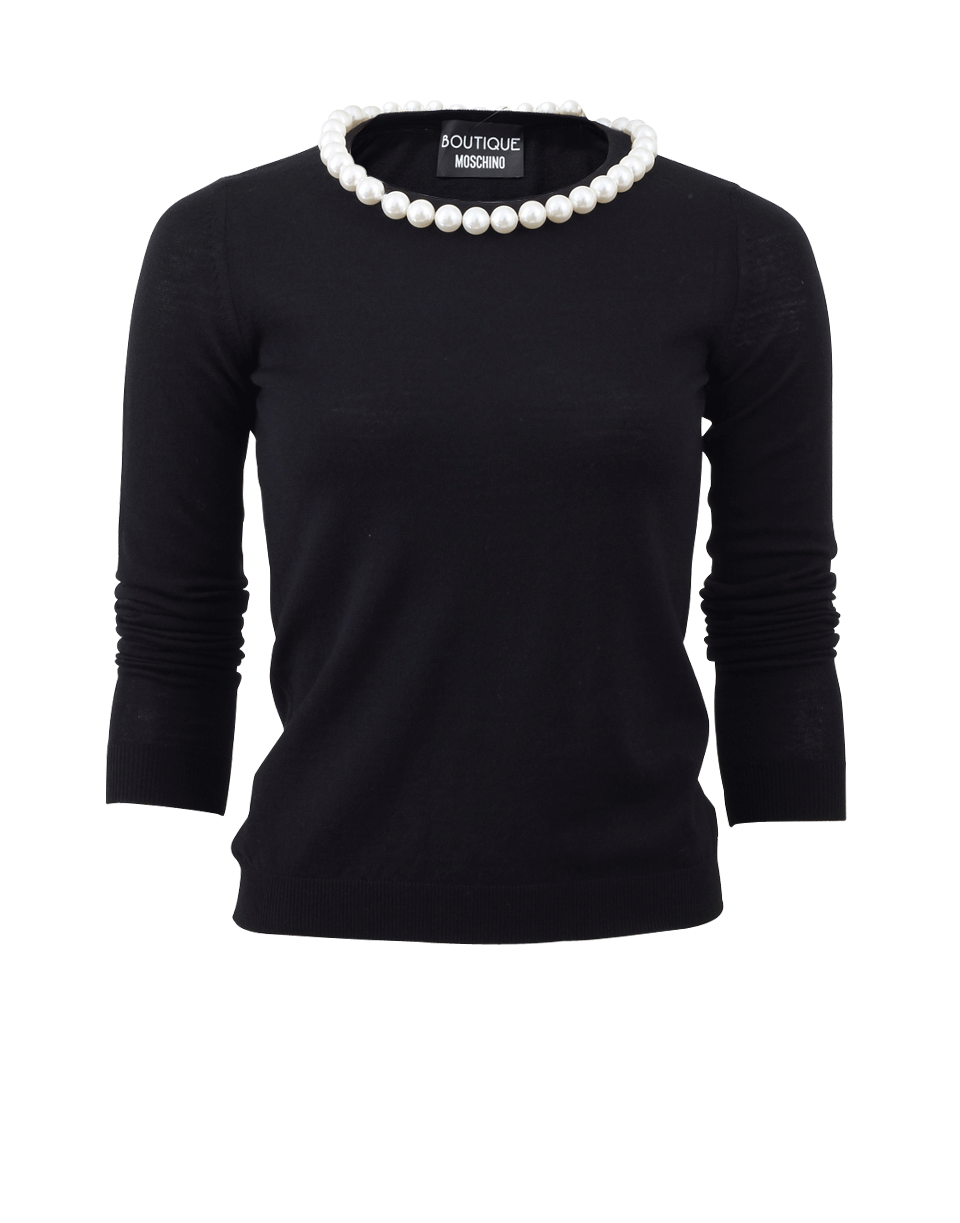 BOUTIQUE MOSCHINO-Pearl Collar Knit Top-