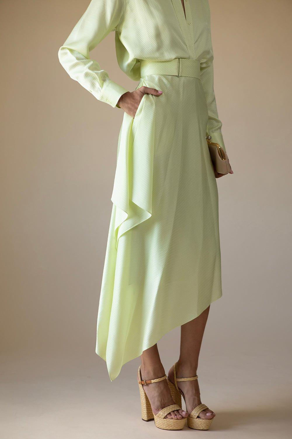 BRANDON MAXWELL-The Margot Shirtdress - Honeydew-